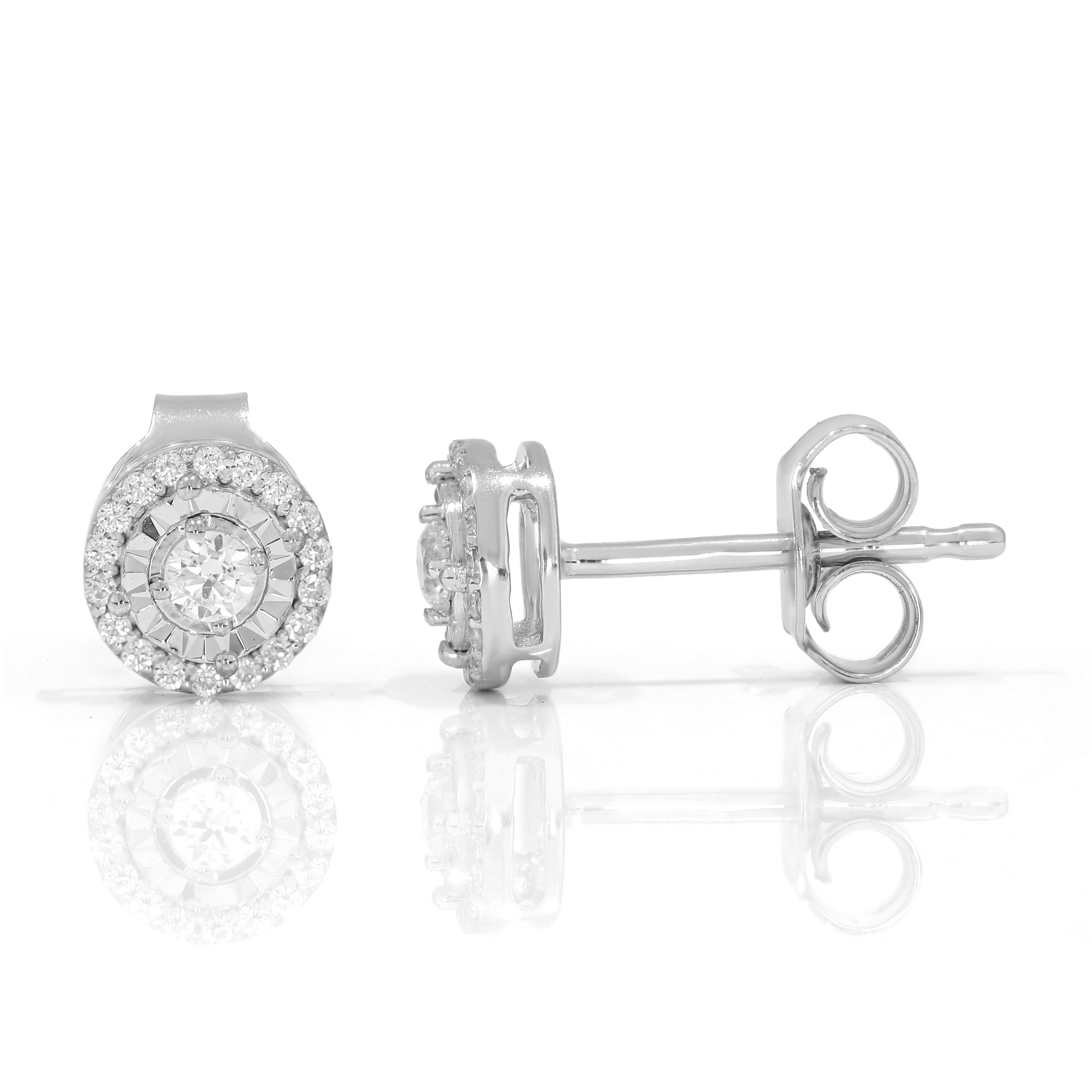 Keeva Jewels Round Diamond Plate Set And Prong Set Stud Earrings - KJE6057-S25