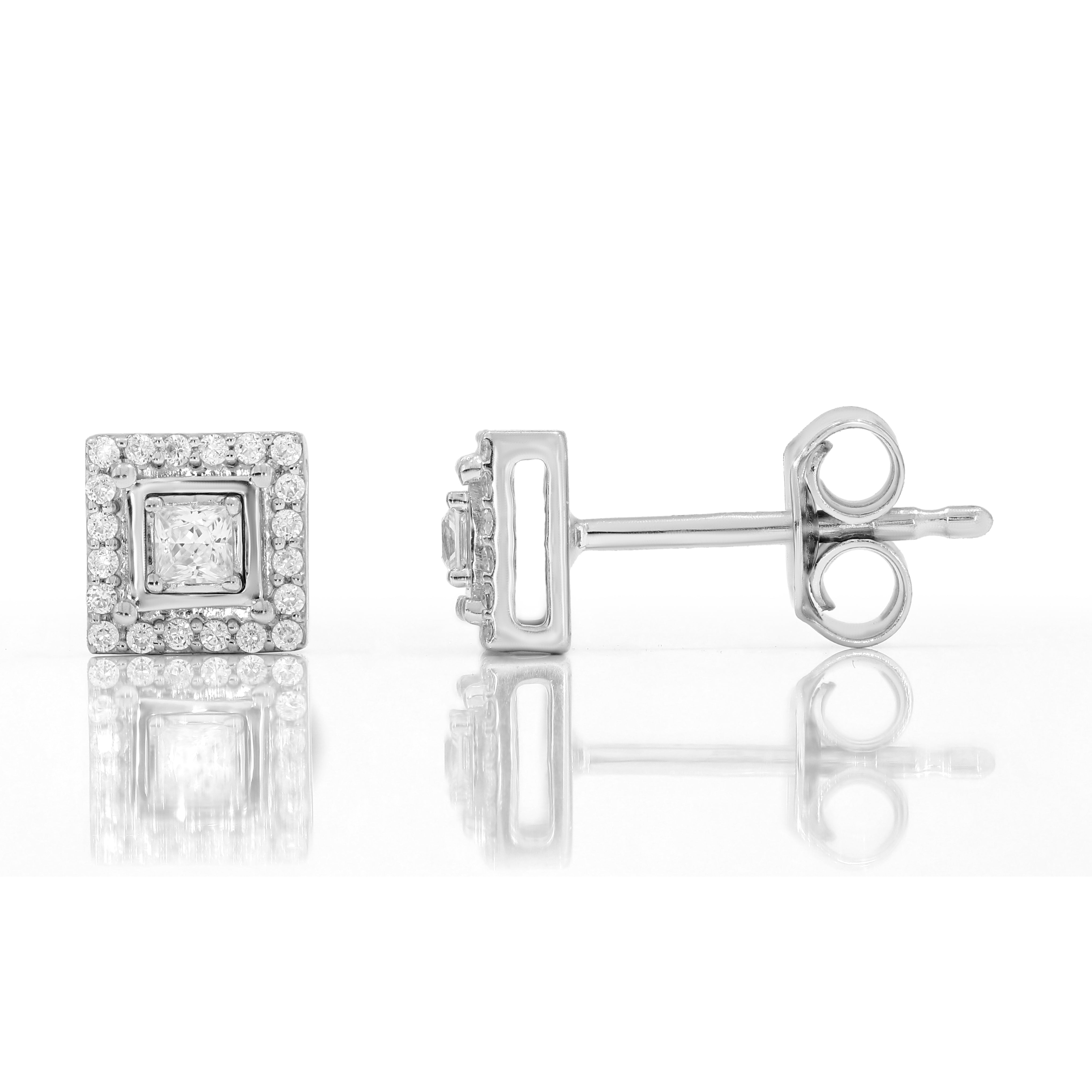 Keeva Jewels Round And Princess Diamond Prong Set Stud Earrings - KJE6058-S26