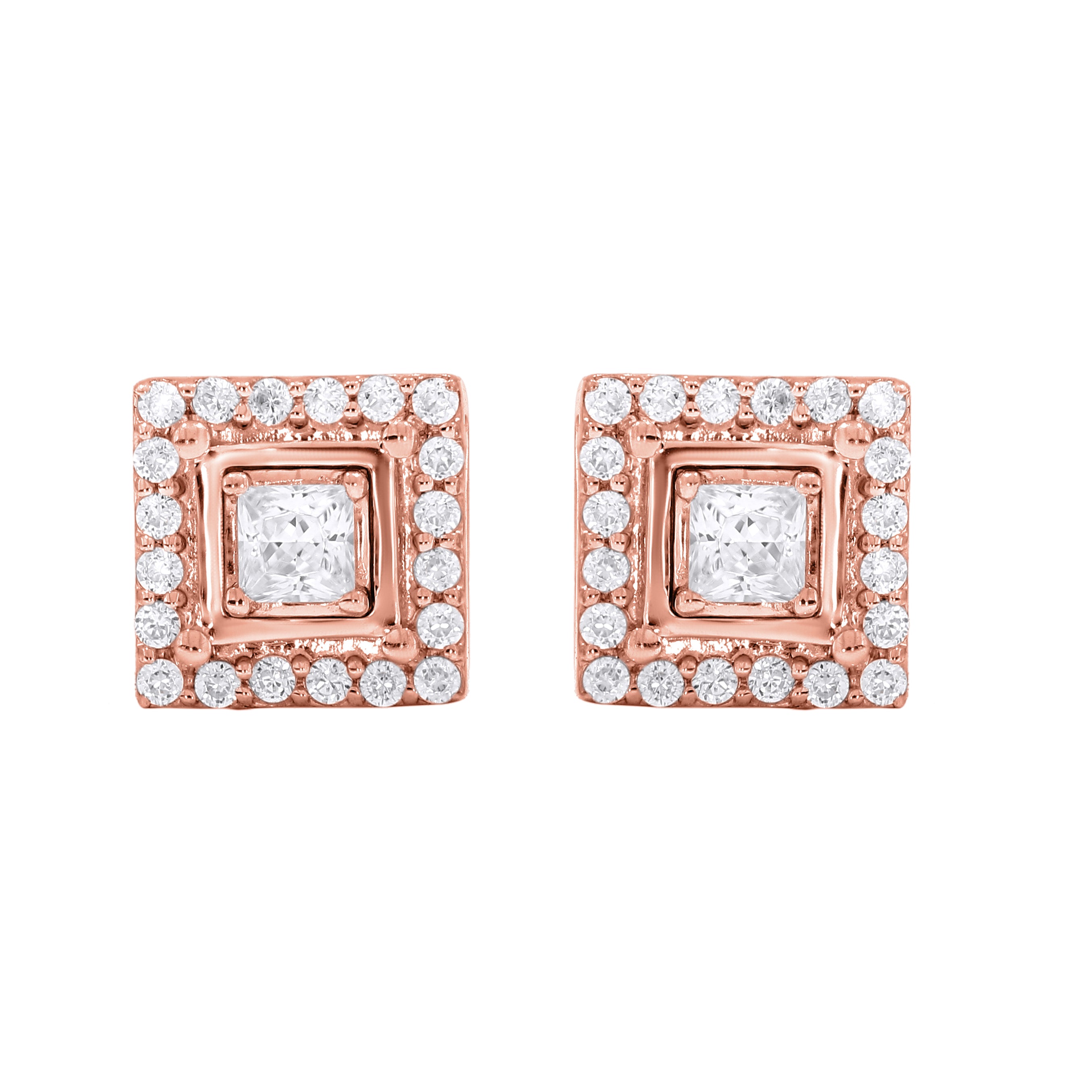 Keeva Jewels Round And Princess Diamond Prong Set Stud Earrings - KJE6058-S26