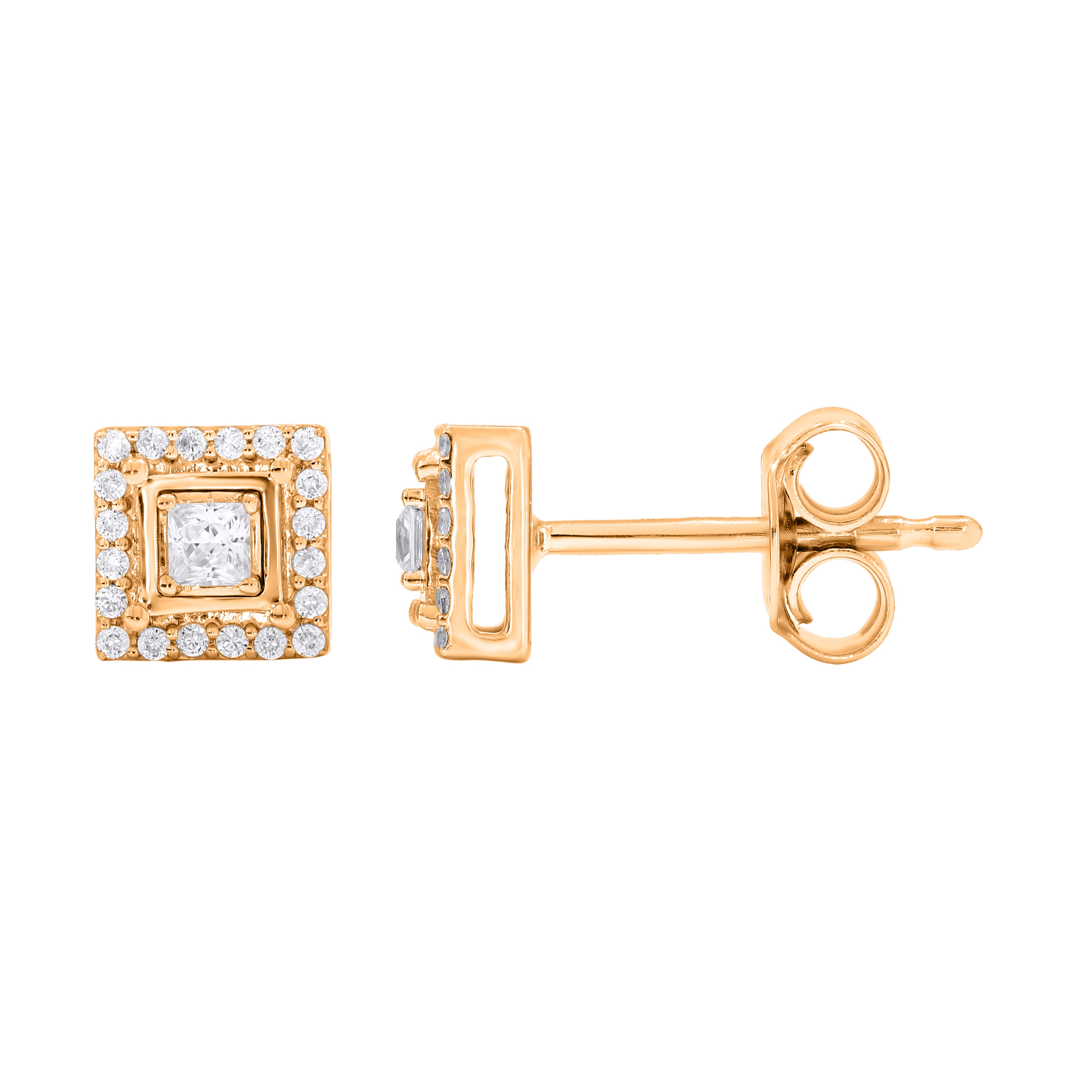 Keeva Jewels Round And Princess Diamond Prong Set Stud Earrings - KJE6058-S26