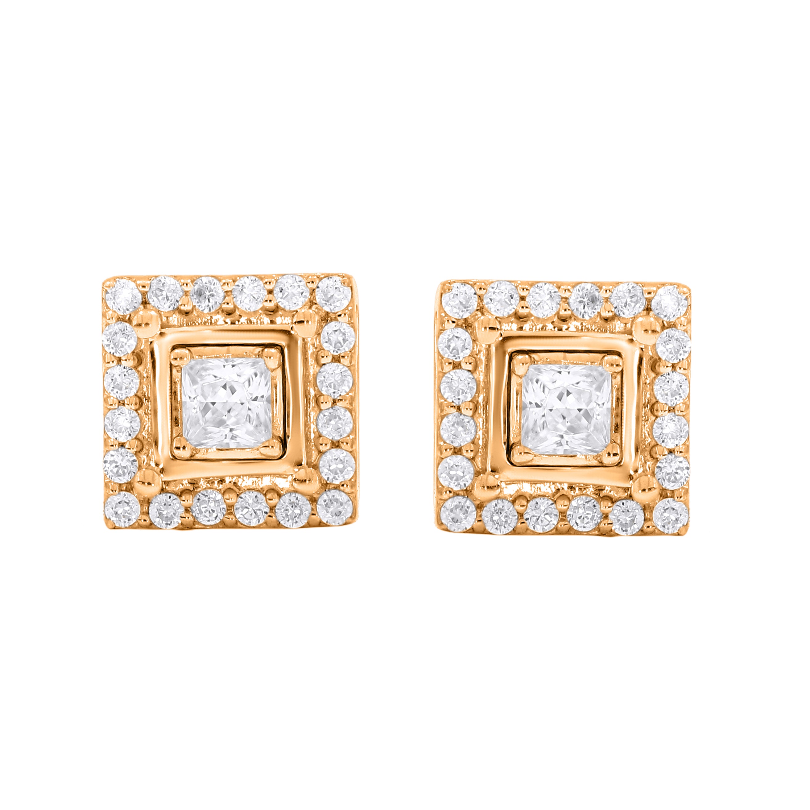 Keeva Jewels Round And Princess Diamond Prong Set Stud Earrings - KJE6058-S26