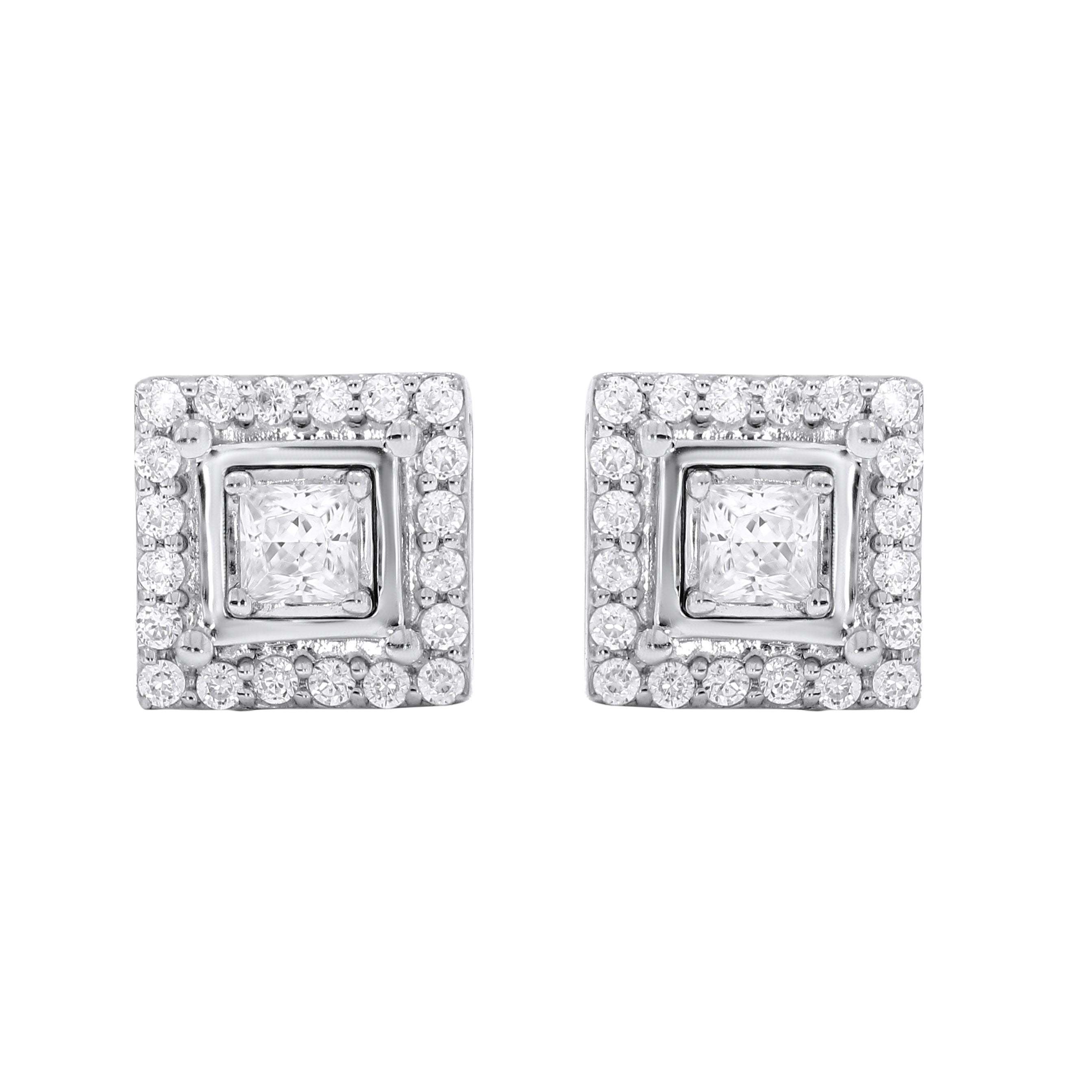 Keeva Jewels Round And Princess Diamond Prong Set Stud Earrings - KJE6058-S26