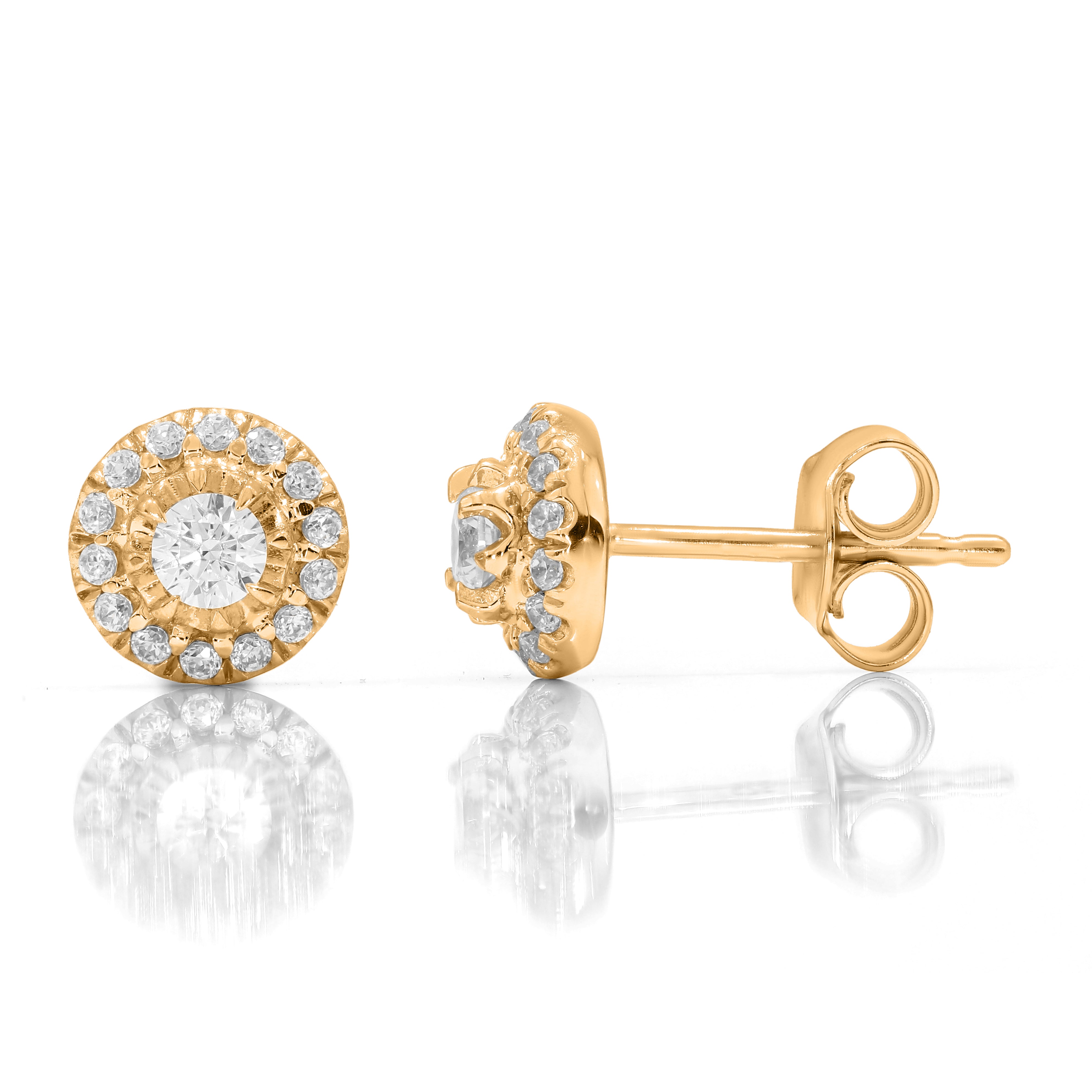 Keeva Jewels Round Diamond Tiger Prong Set Stud Earrings - KJE6059