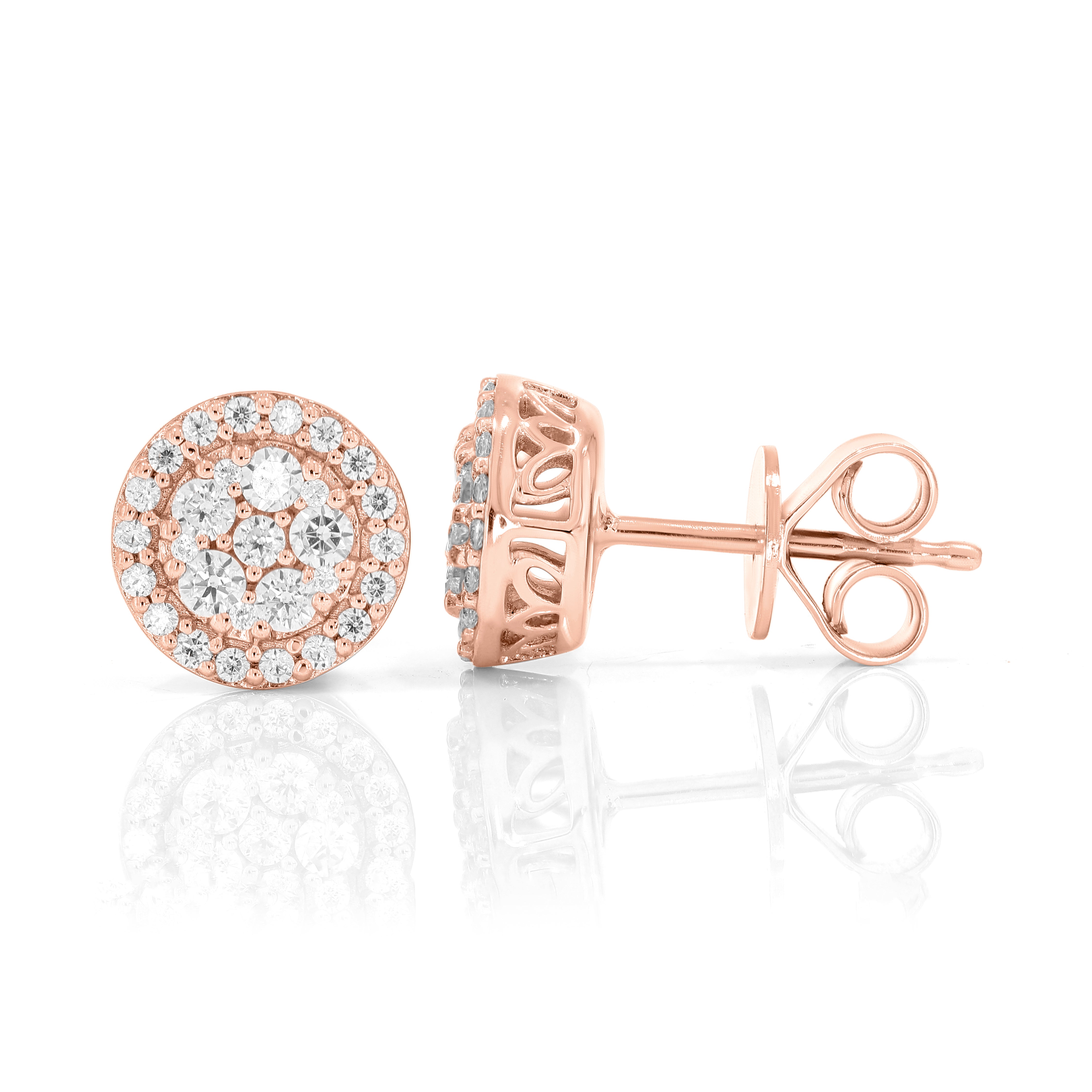 Keeva Jewels Round Diamond Sunflower Design Stud Earrings - KJE6063