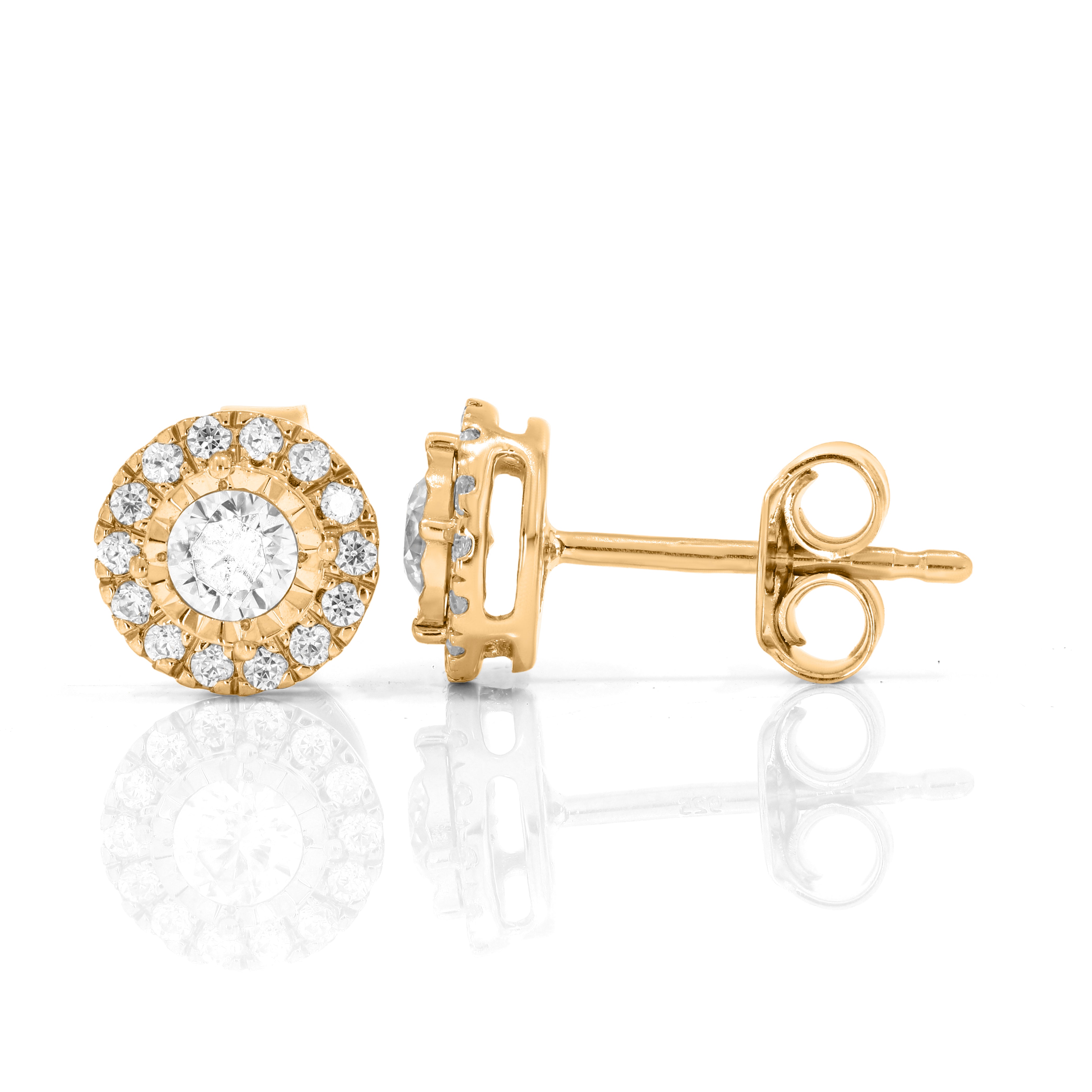 Keeva Jewels Round Diamond Micro Prong Set Halo Stud Earrings - KJE6066-S2