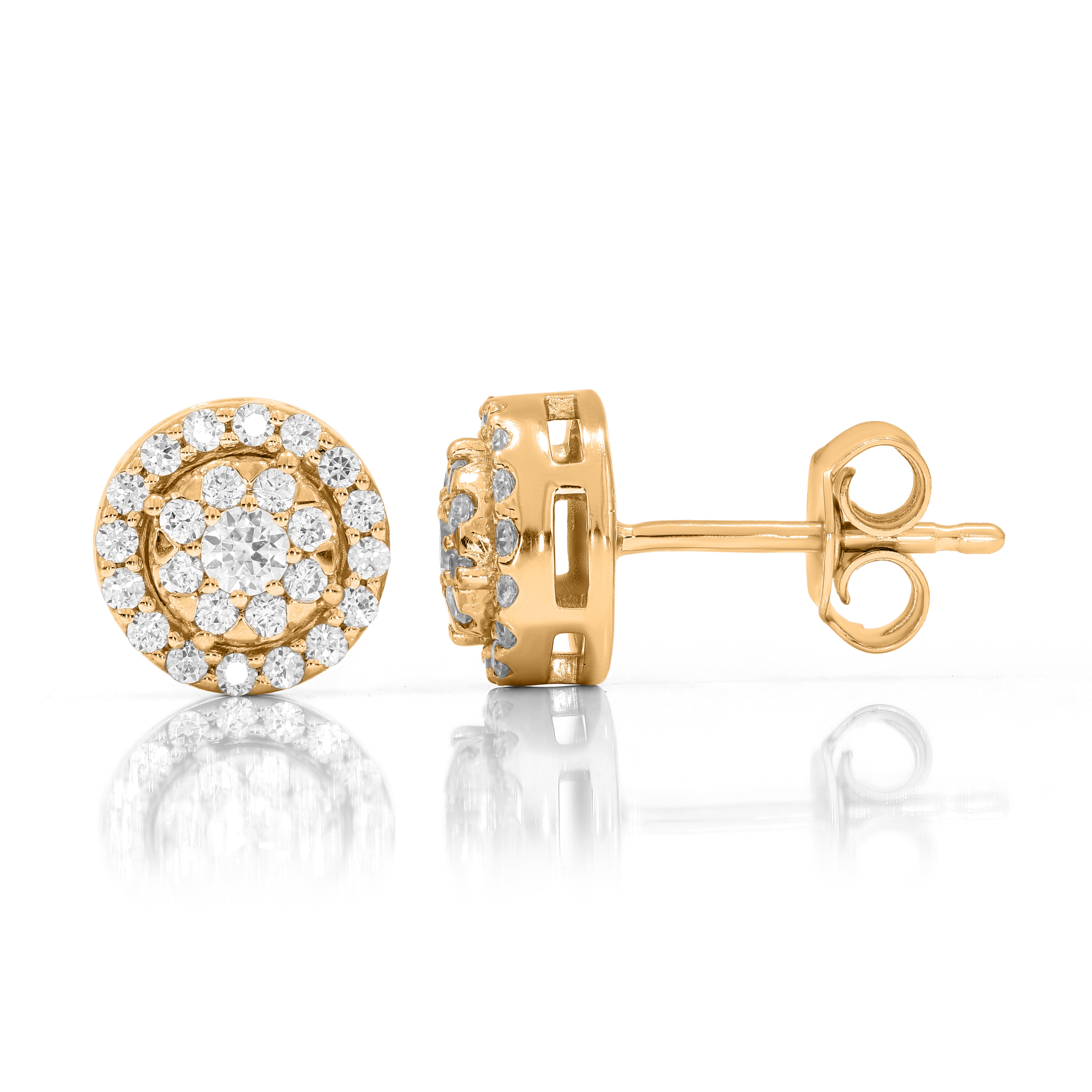 Keeva Jewels Round Diamond Sunflower Design Stud Earrings - KJE6075