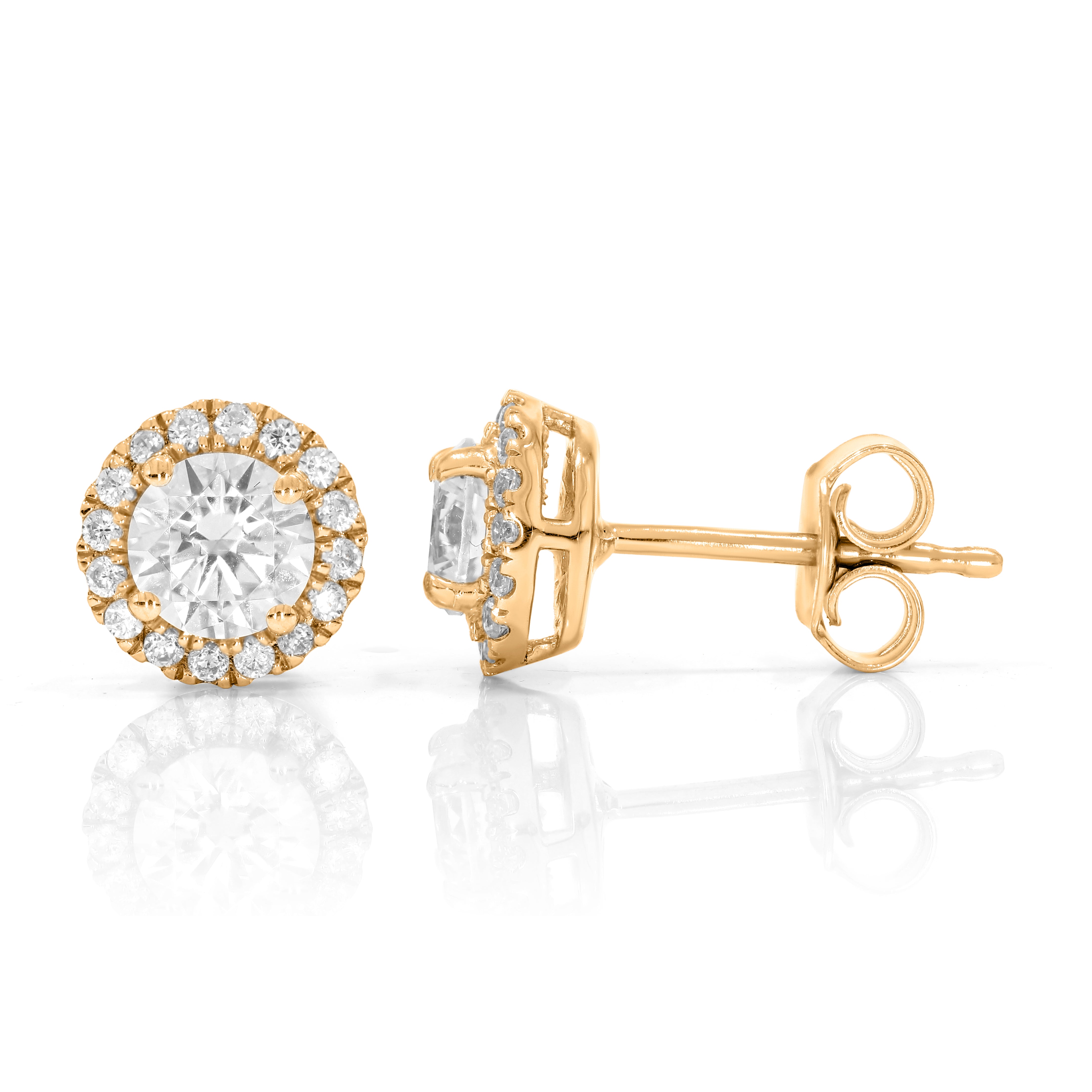 Keeva Jewels Round Diamond Micro Prong Set Halo Stud Earrings - KJE6077