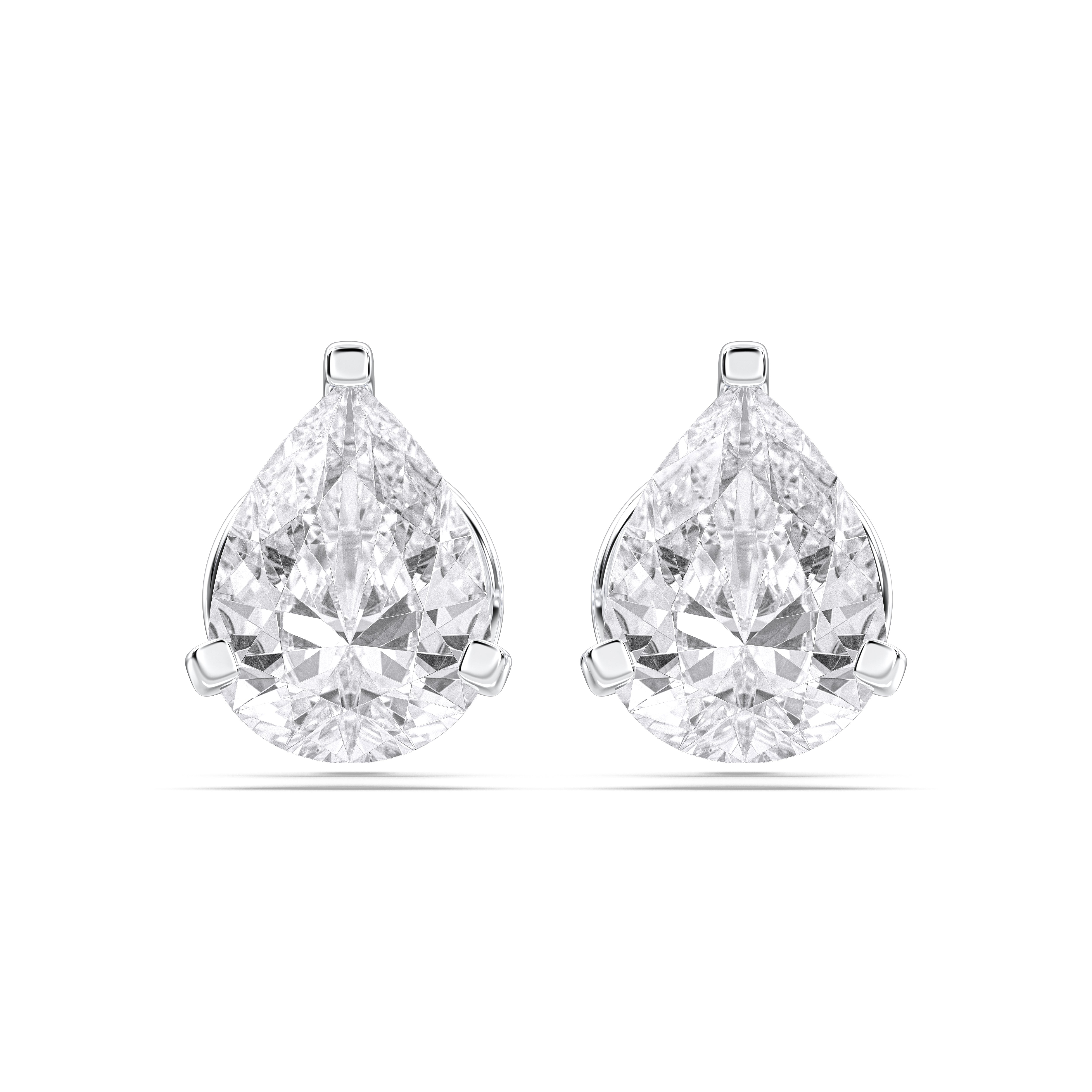 1 Ct Pear Cut Lab Grown Diamond Pave Set Push Back Stud Earring Made in Solid Gold