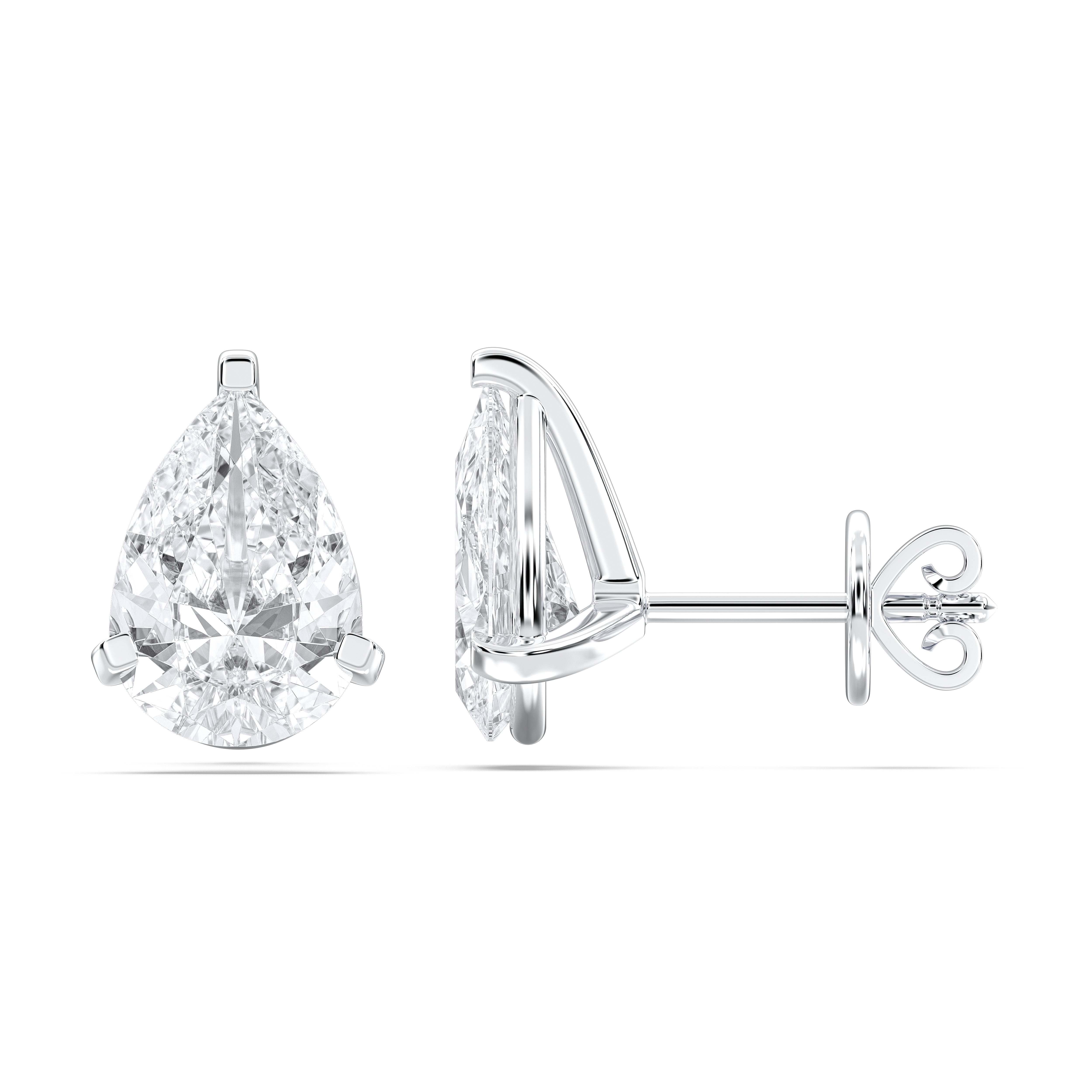2 Ct Pear Cut Lab Grown Diamond Pave Set Push Back Stud Earring Made in Solid Gold (Copy)