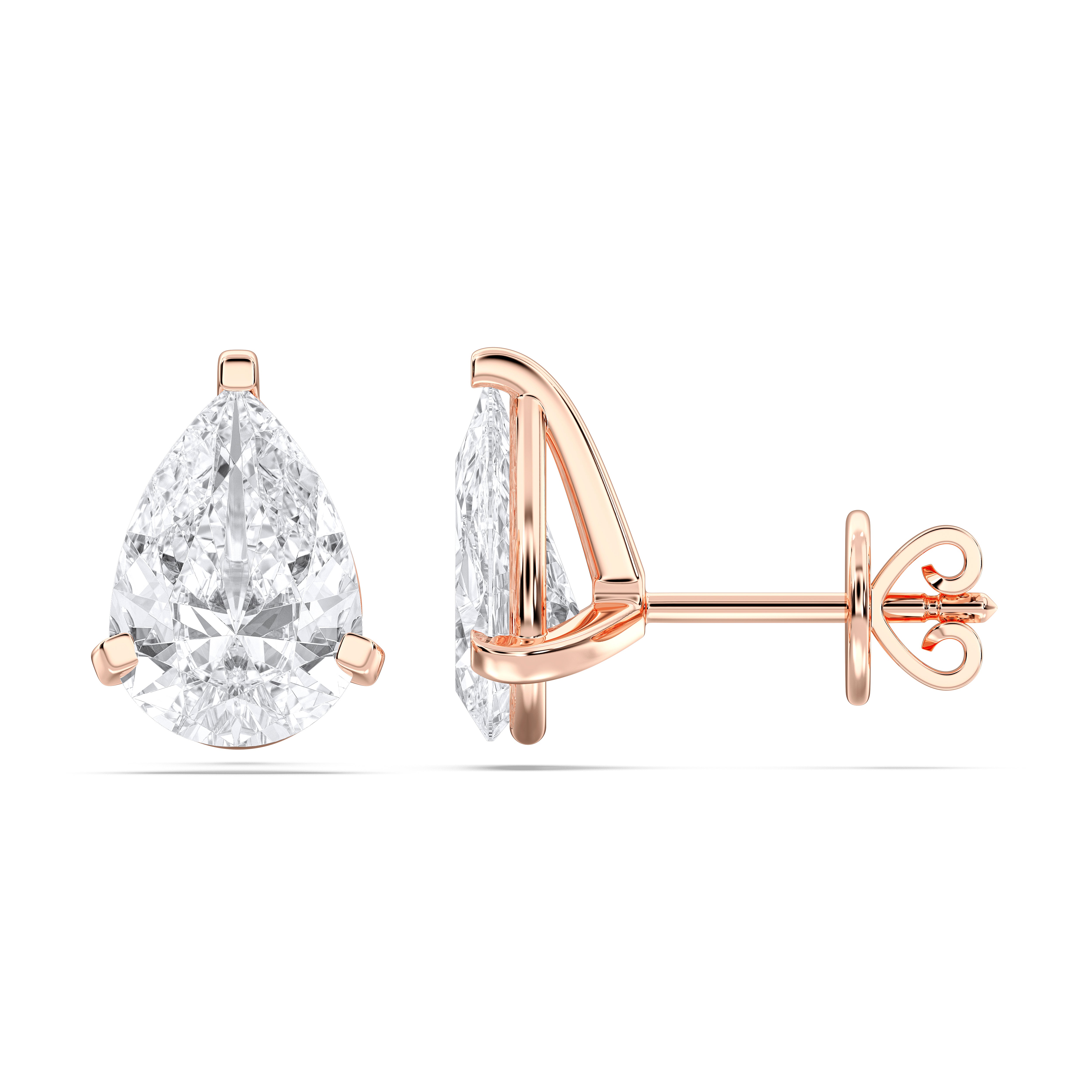 2 Ct Pear Cut Lab Grown Diamond Pave Set Push Back Stud Earring Made in Solid Gold (Copy)
