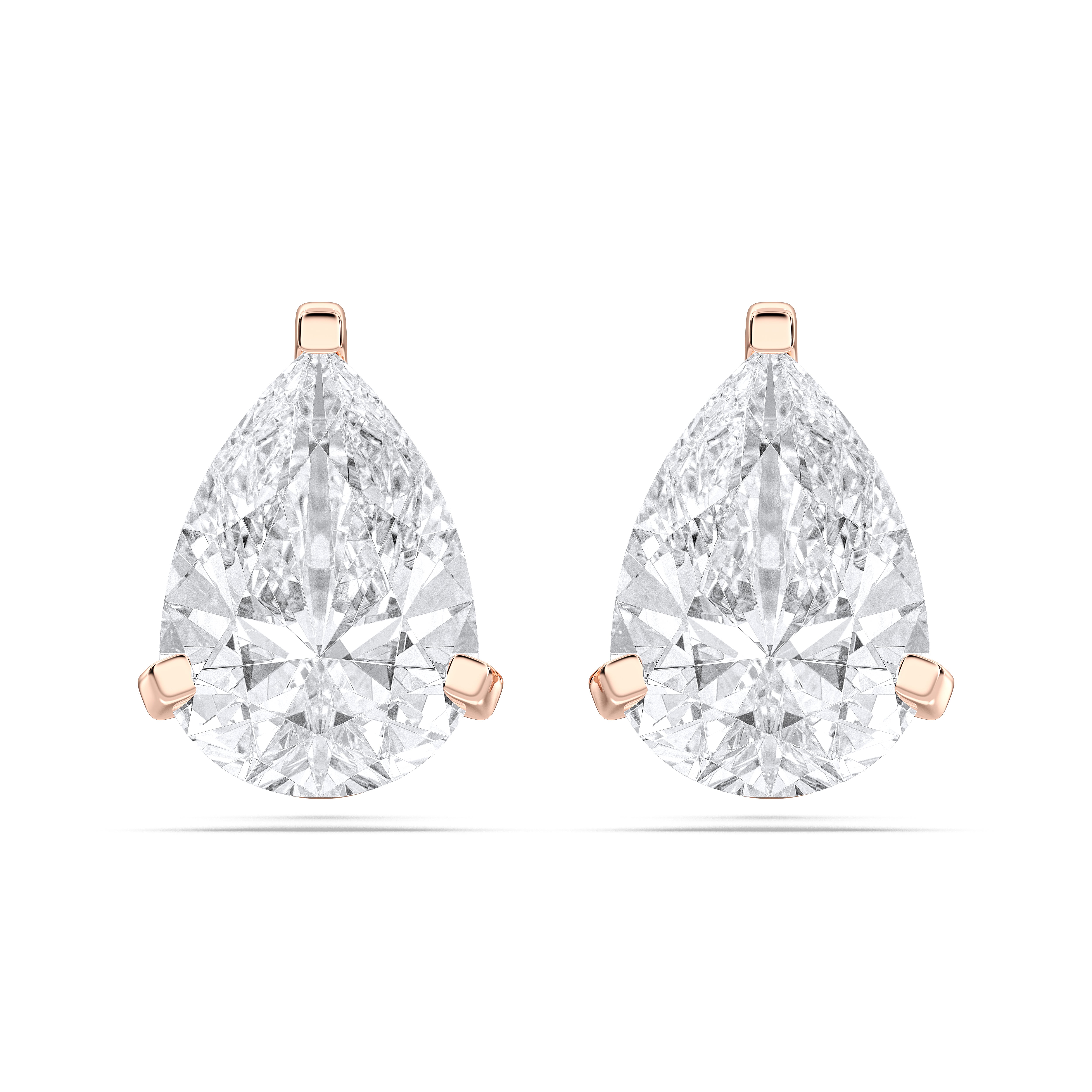 3 Ct Pear Cut Lab Grown Diamond Pave Set Push Back Stud Earring Made in Solid Gold