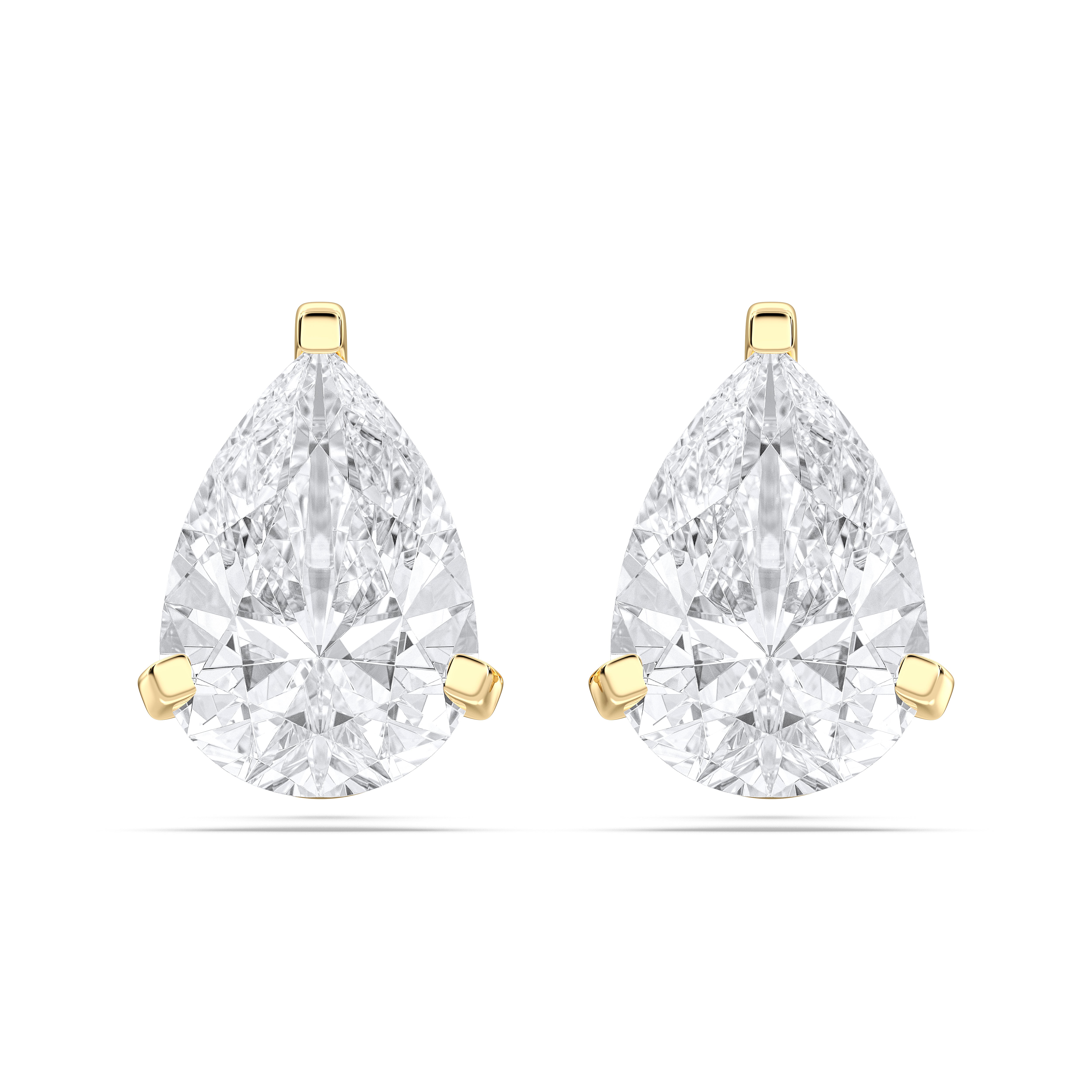 3 Ct Pear Cut Lab Grown Diamond Pave Set Push Back Stud Earring Made in Solid Gold