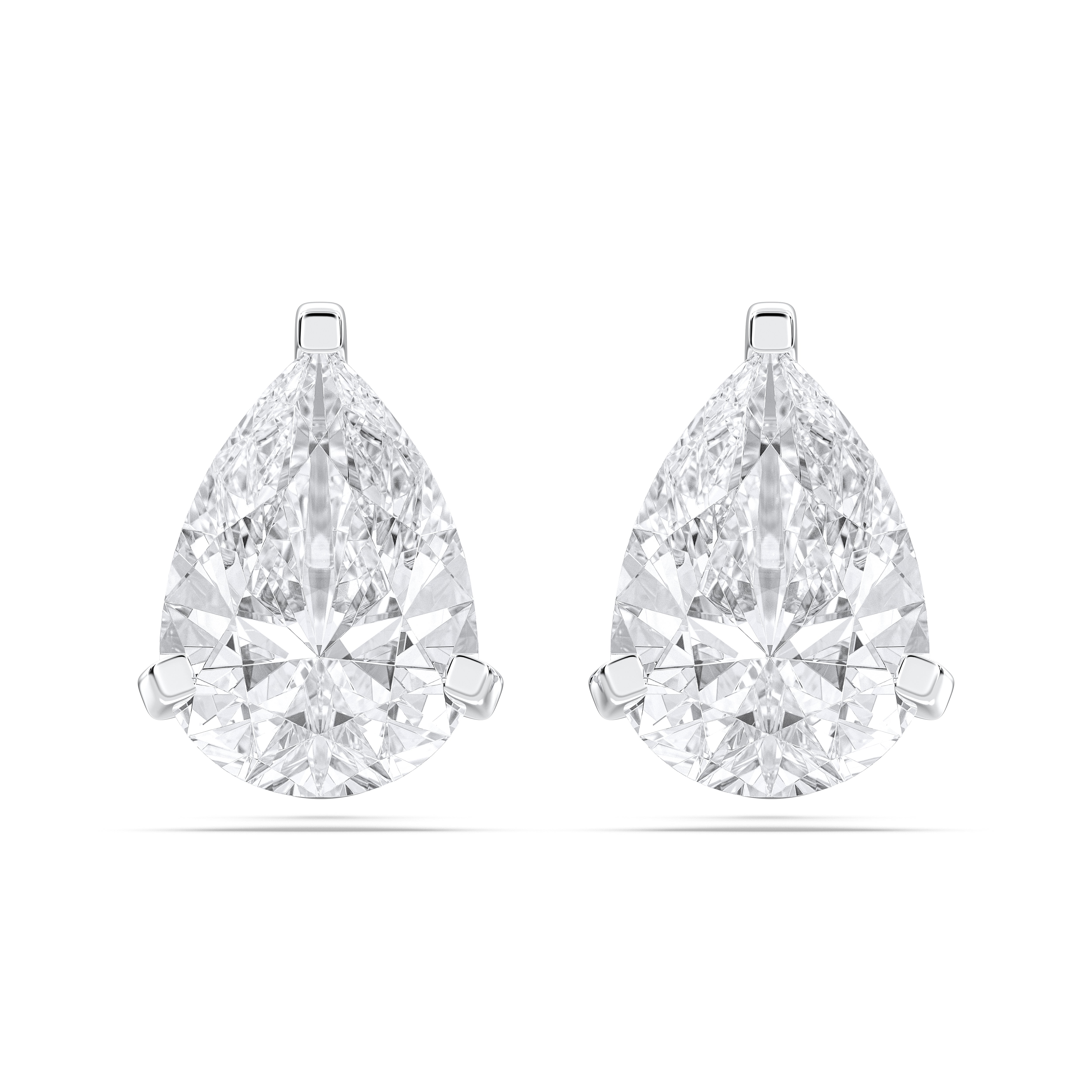 3 Ct Pear Cut Lab Grown Diamond Pave Set Push Back Stud Earring Made in Solid Gold