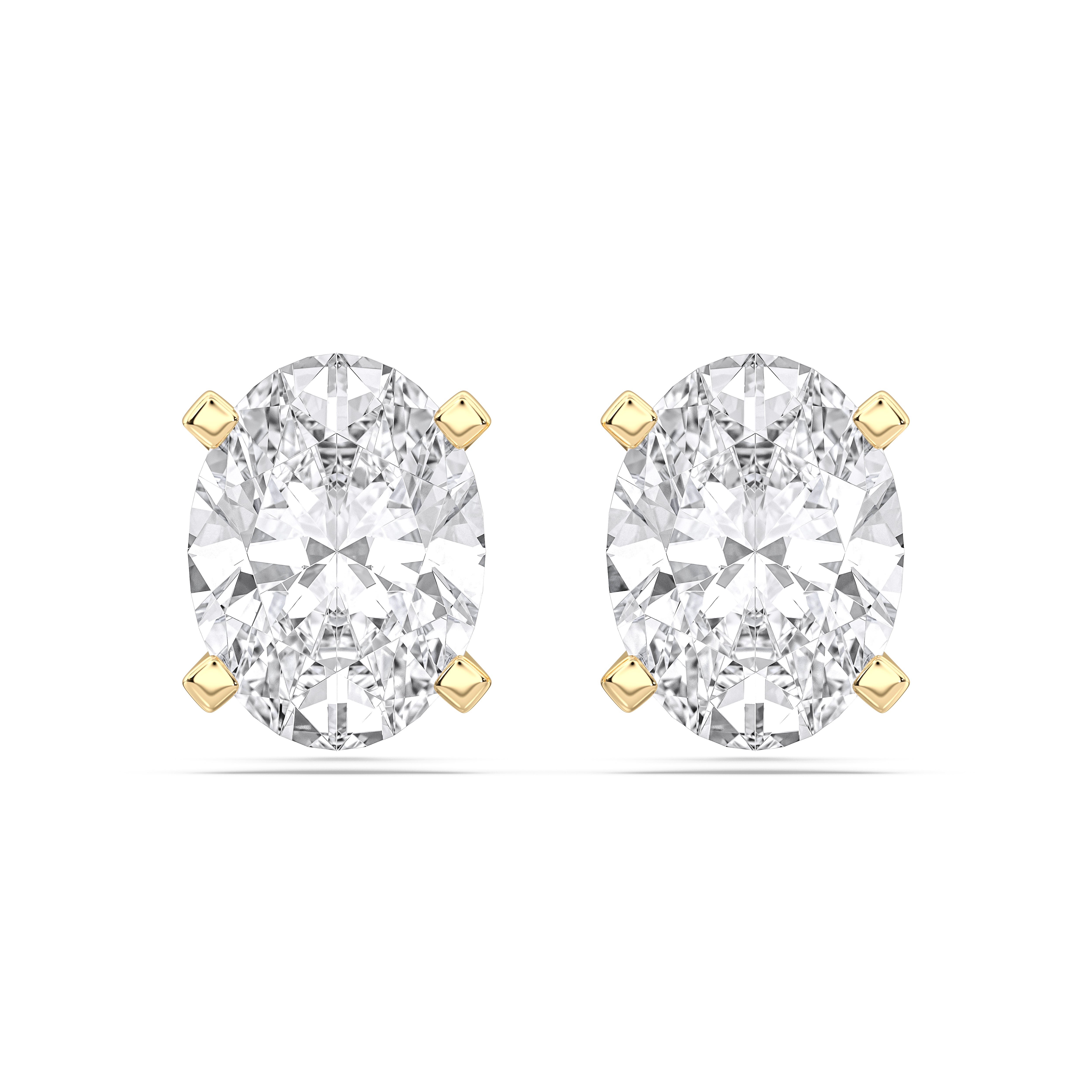 Oval Cut Lab Grown Diamond Stud Earring Made In Solid Gold