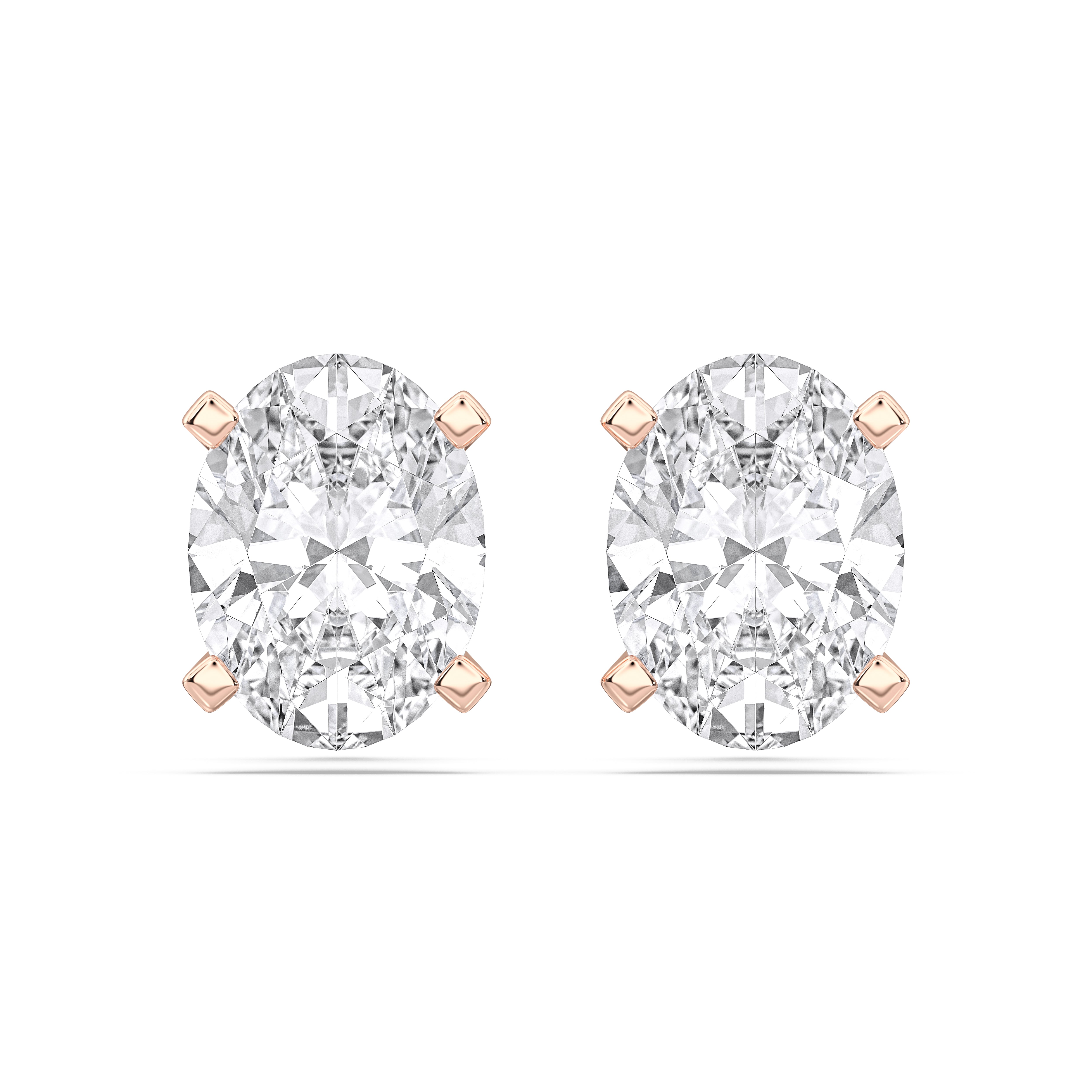 Oval Cut Lab Grown Diamond Stud Earring Made In Solid Gold