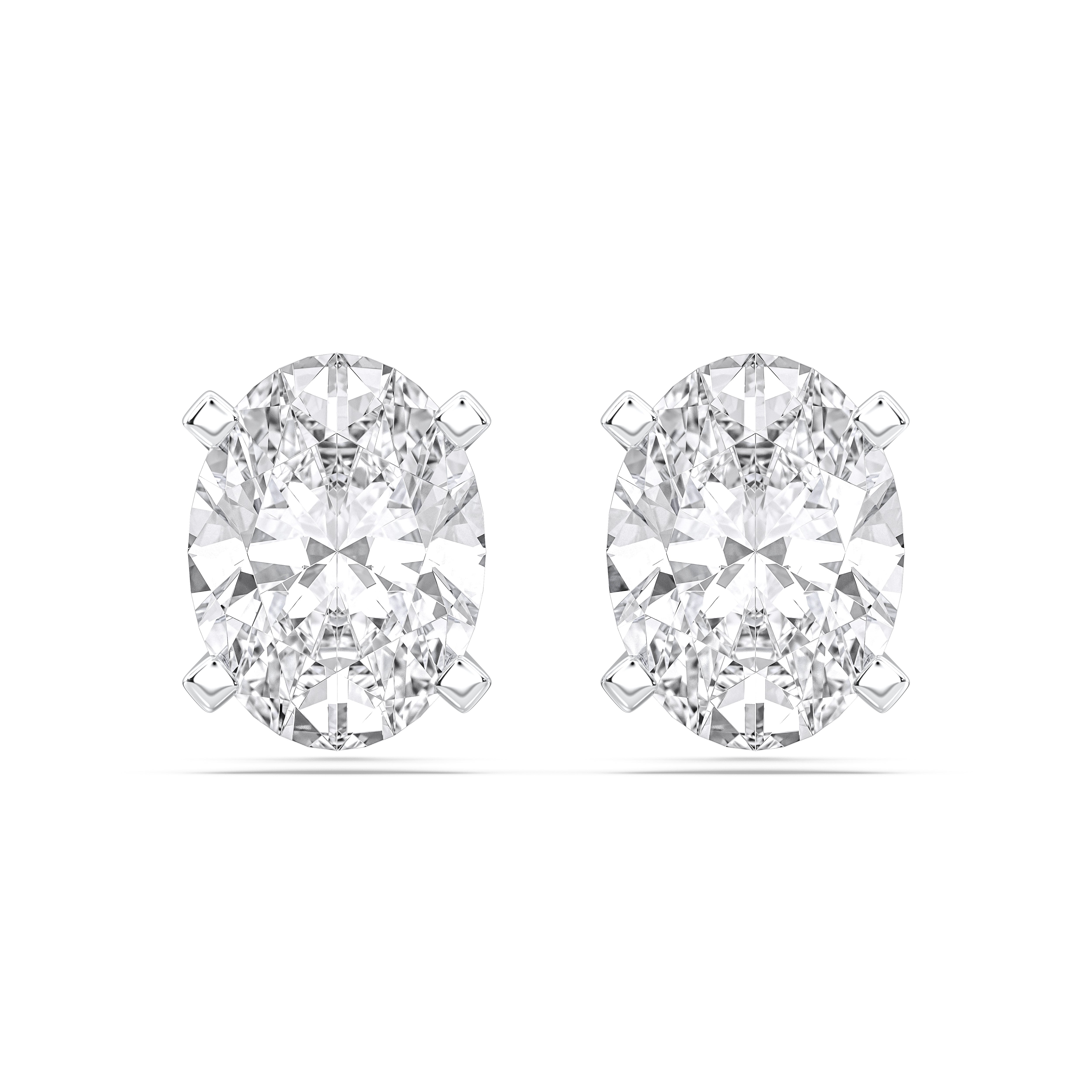 Oval Cut Lab Grown Diamond Stud Earring Made In Solid Gold