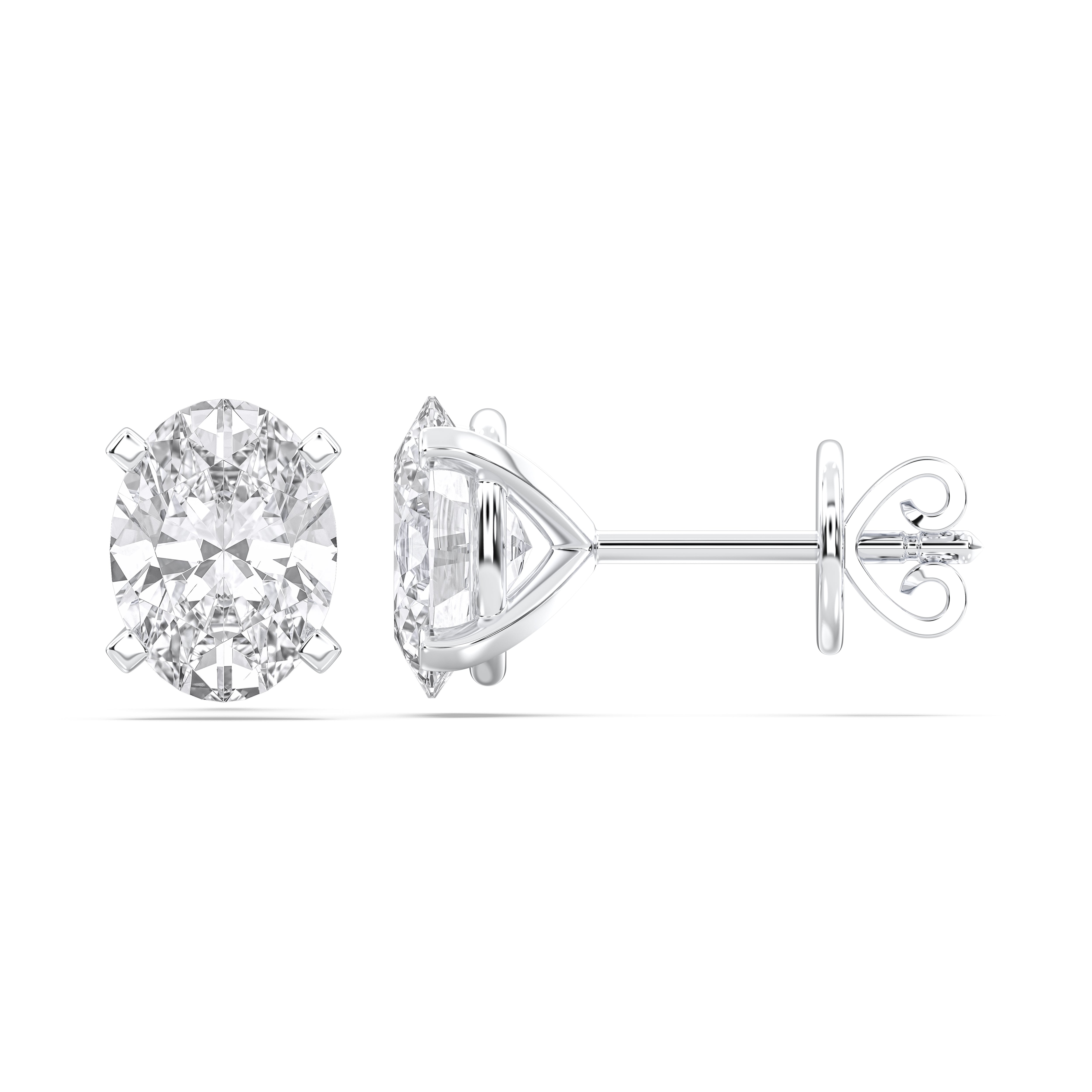 Oval Cut Lab Grown Diamond Stud Earring Made In Solid Gold