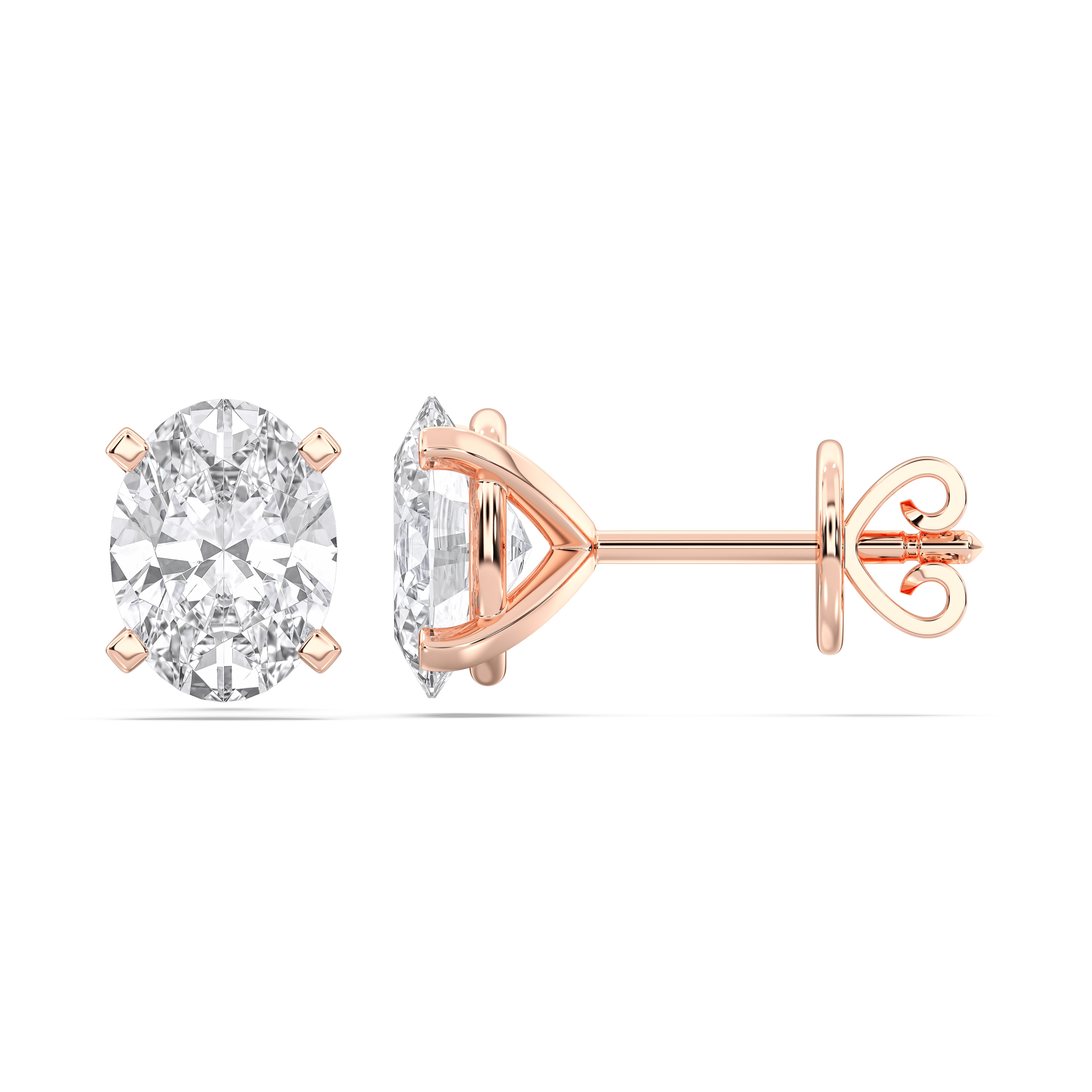 Oval Cut Lab Grown Diamond Stud Earring Made In Solid Gold