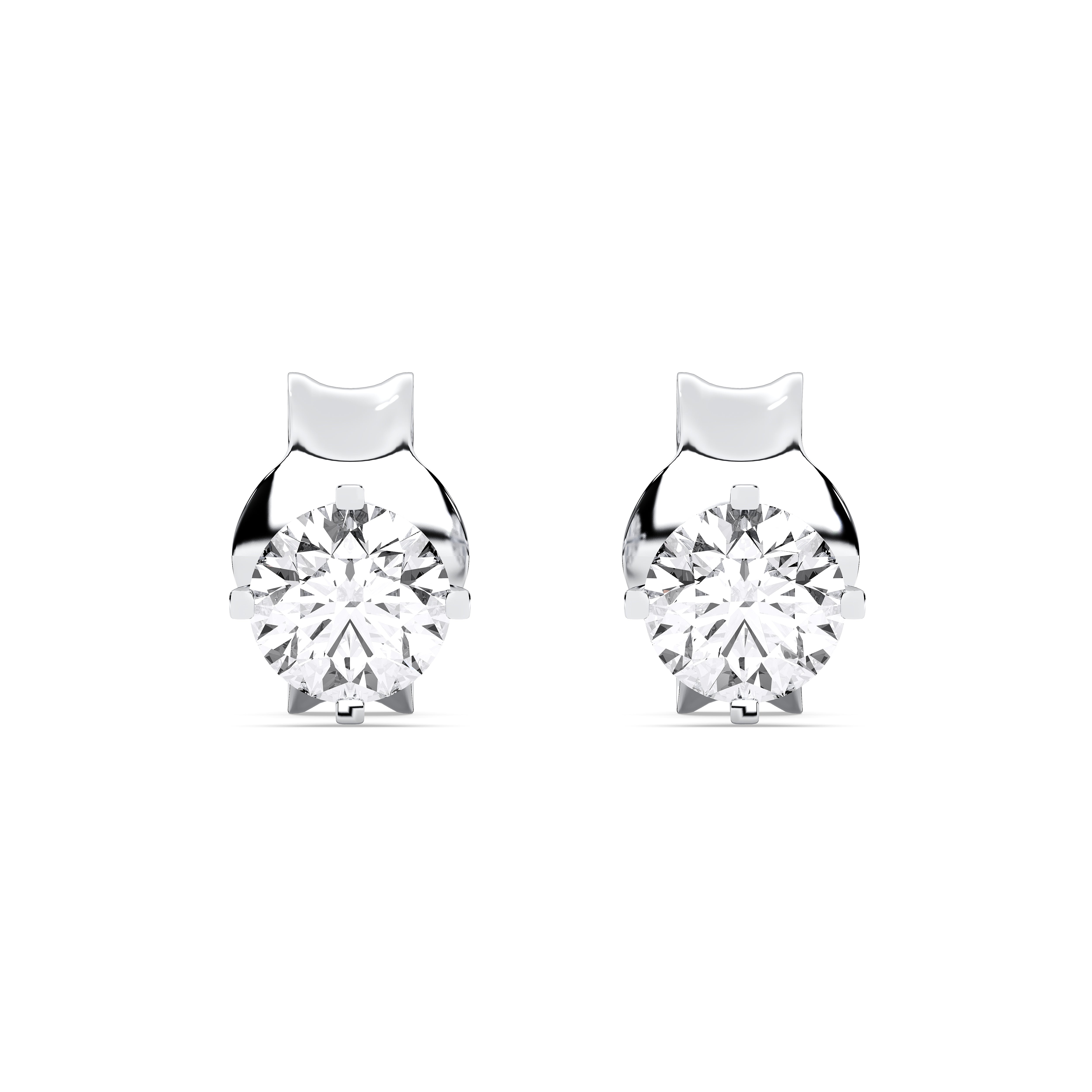 1.00 Ct Four Prong Set Lab Grown Round Diamond Push Back Stud Earring in Solid Gold