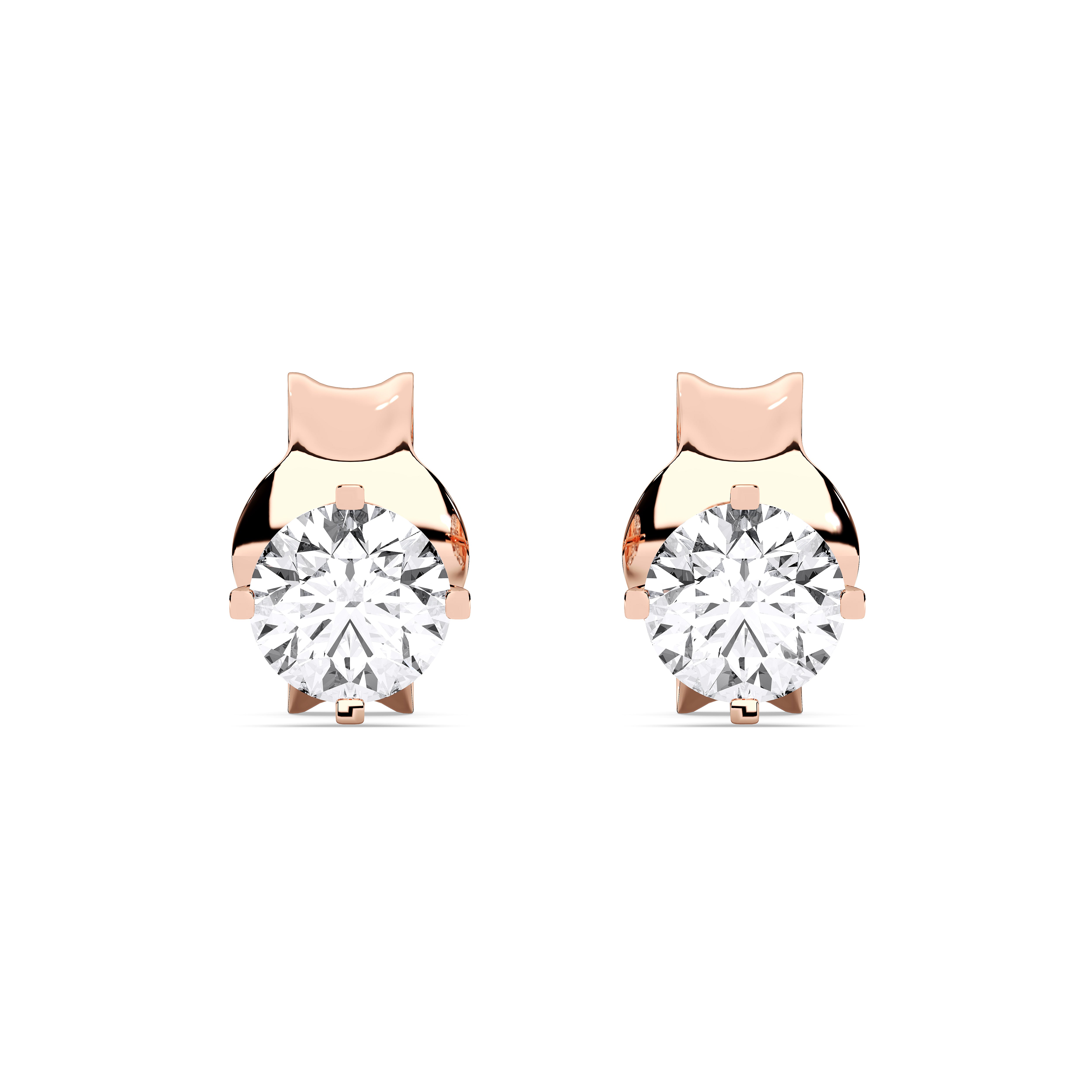 1.00 Ct Four Prong Set Lab Grown Round Diamond Push Back Stud Earring in Solid Gold