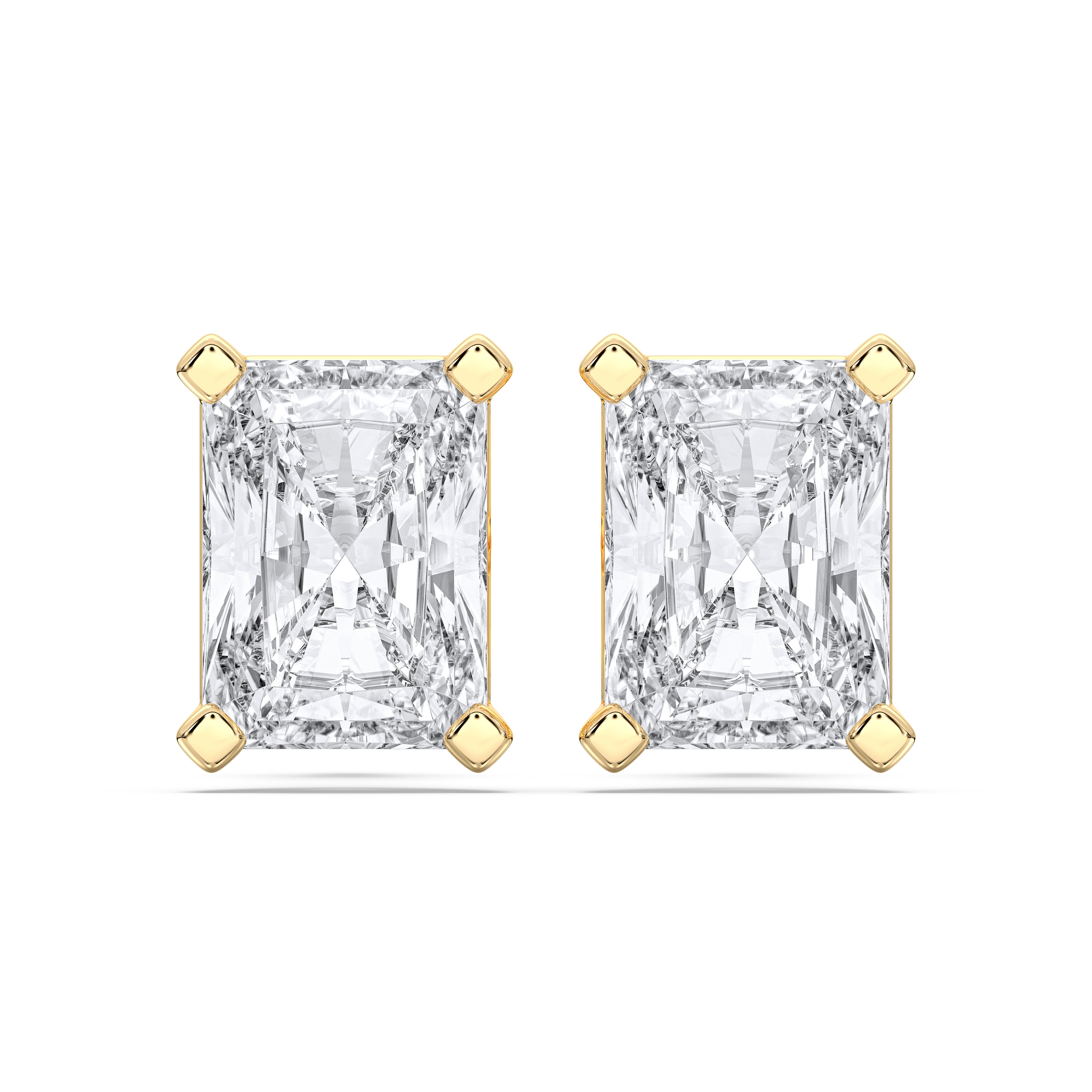 1 Ct Radiant Cut Lab Grown Diamond Pave Set Push Back Stud Earring Made in Solid Gold