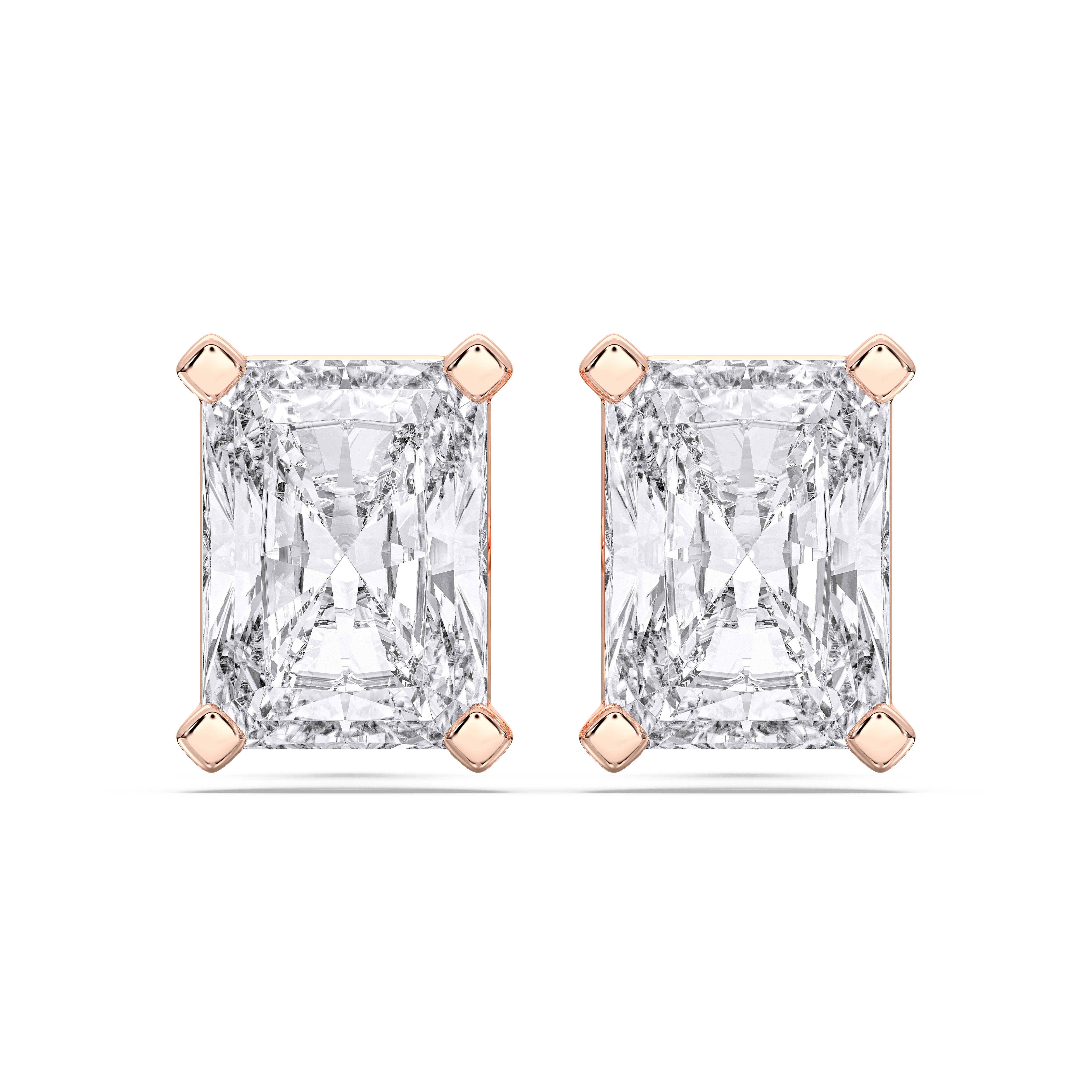 1 Ct Radiant Cut Lab Grown Diamond Pave Set Push Back Stud Earring Made in Solid Gold
