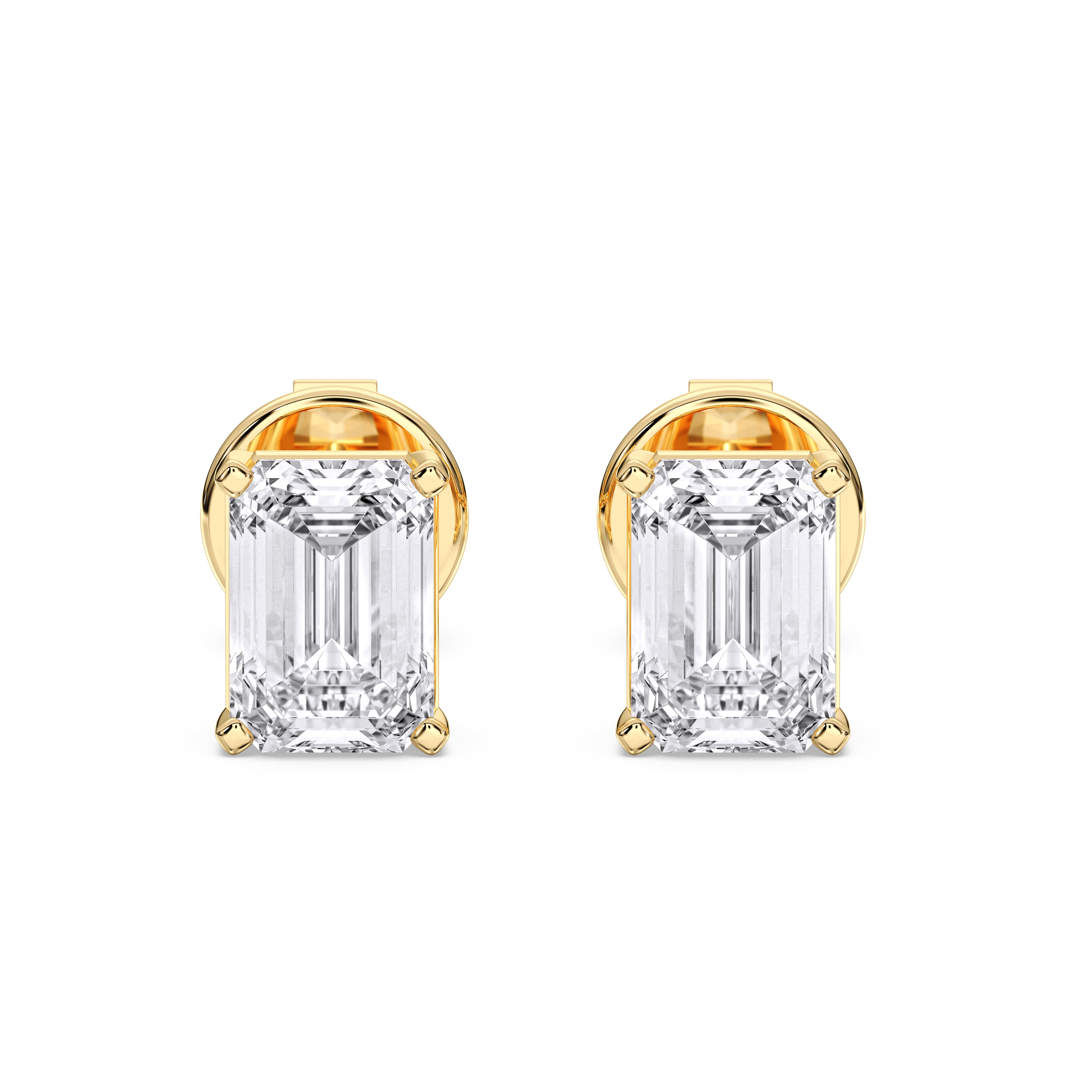 Emerald Shape Lab Grown Diamond Stud Earring