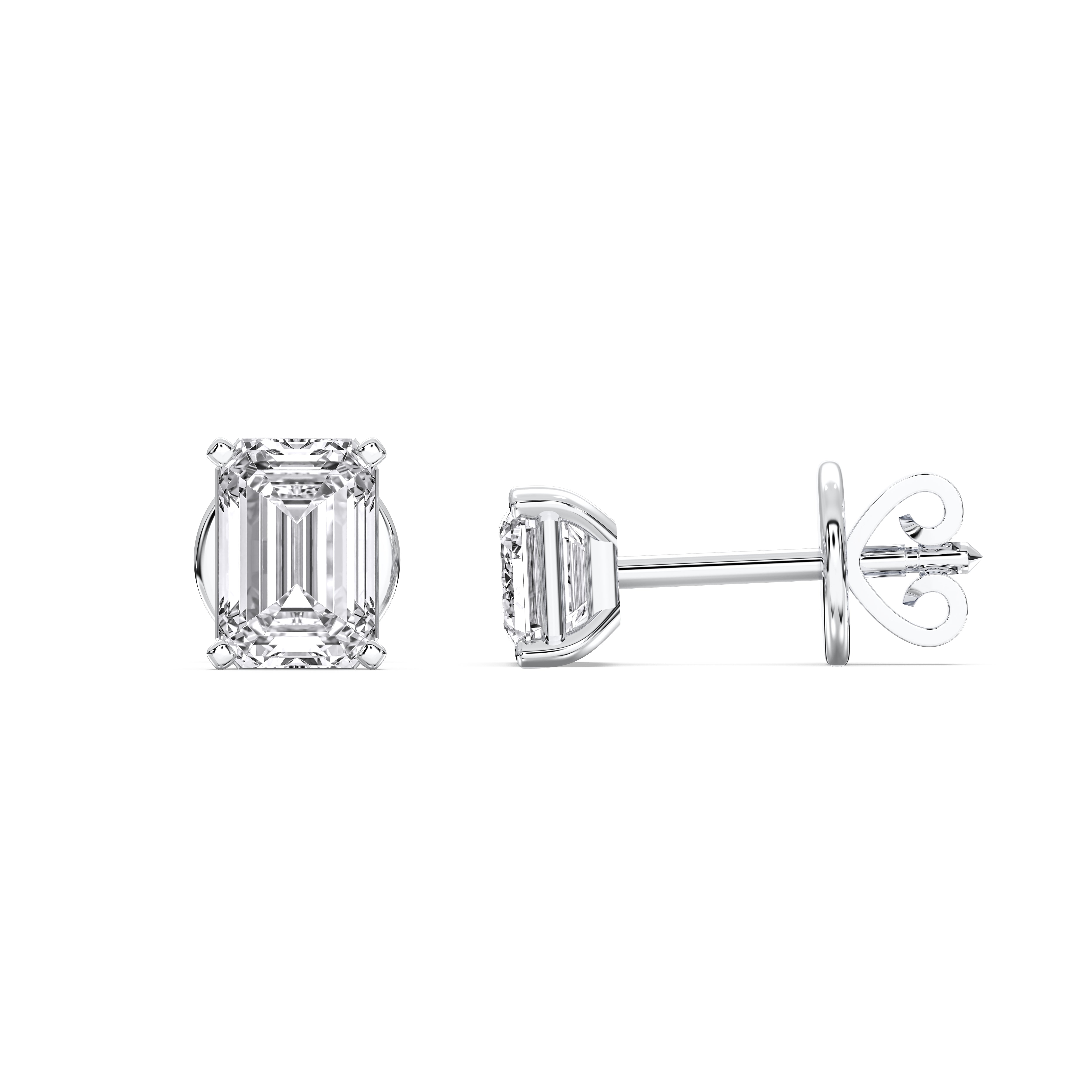 Emerald Shape Lab Grown Diamond Stud Earring