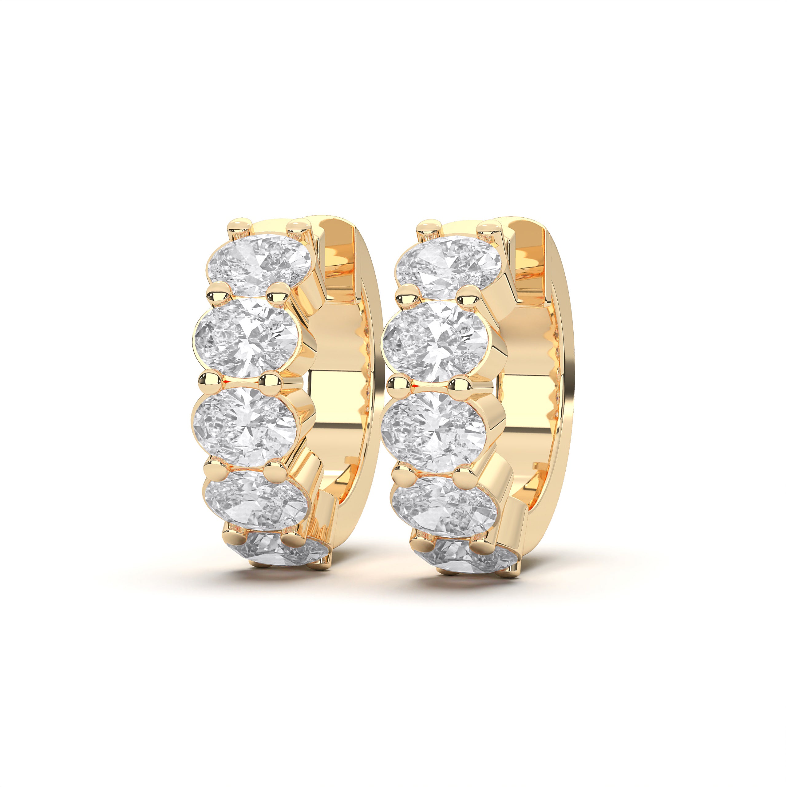 2.00 Carat Lab Created Oval Cut Diamond Hoop Earring For Women in Solid Gold