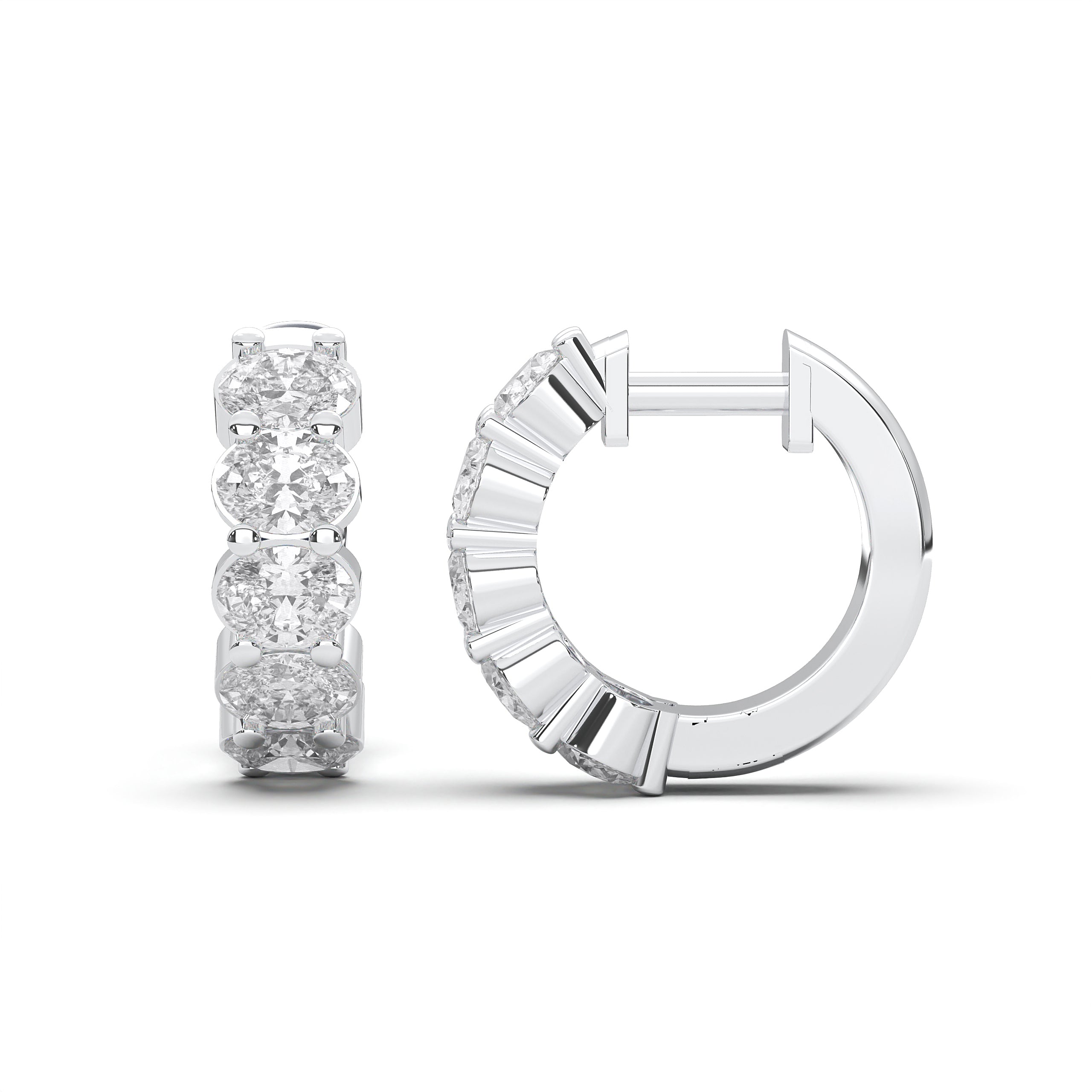 2.00 Carat Lab Created Oval Cut Diamond Hoop Earring For Women in Solid Gold