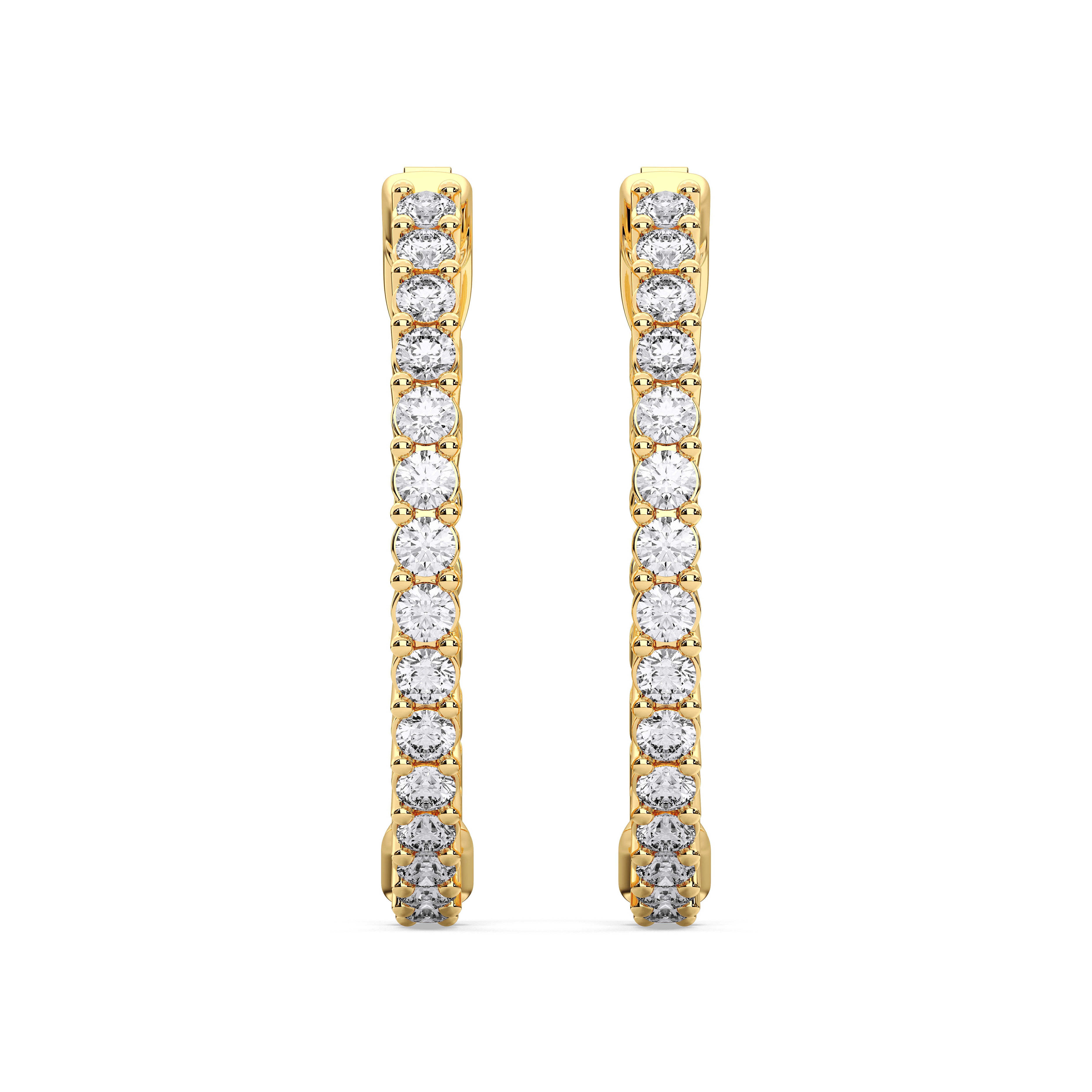 Lab Created 1.00 Ct Round Cut Diamond Hoop Earring in Solid Gold For Her