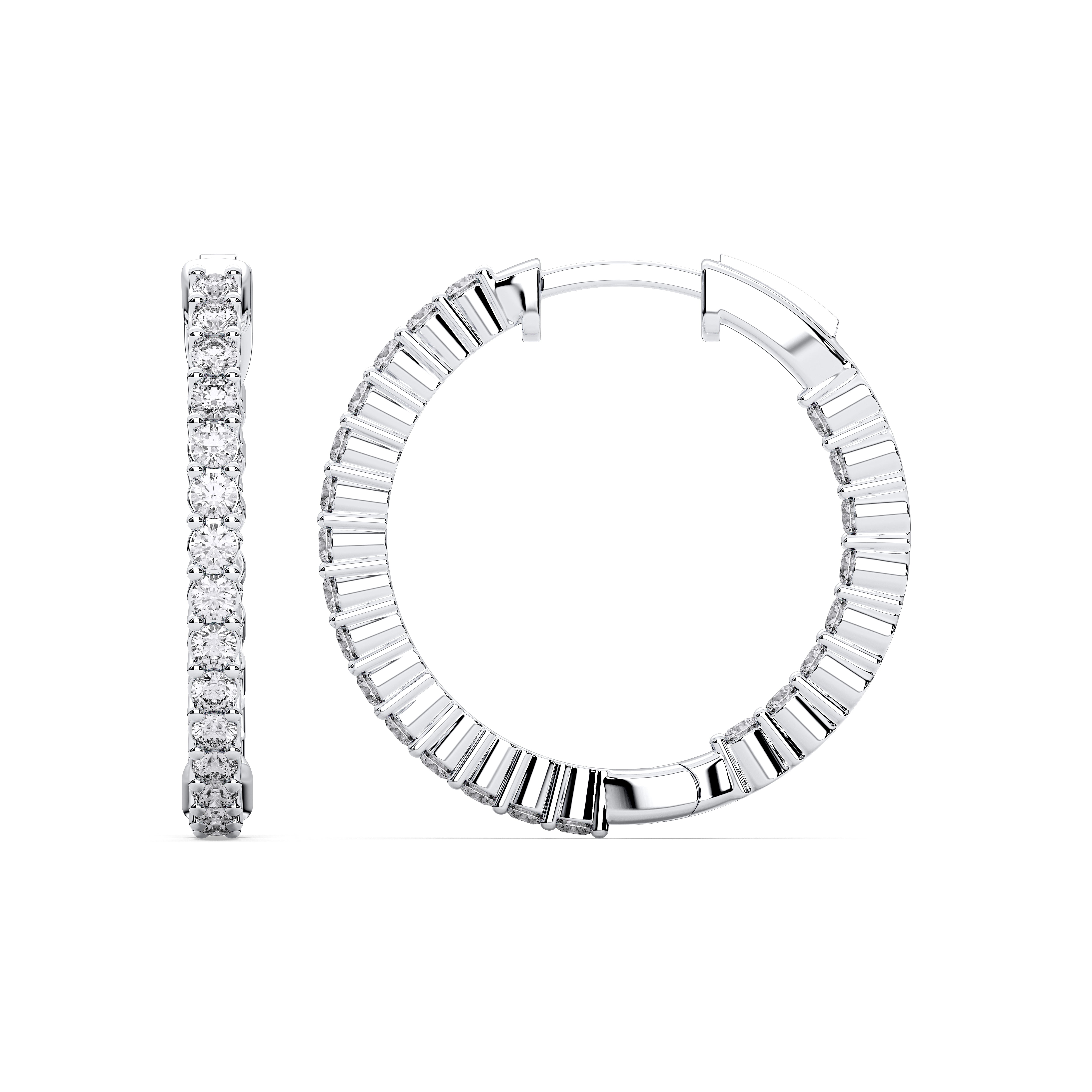 Lab Created 1.00 Ct Round Cut Diamond Hoop Earring in Solid Gold For Her