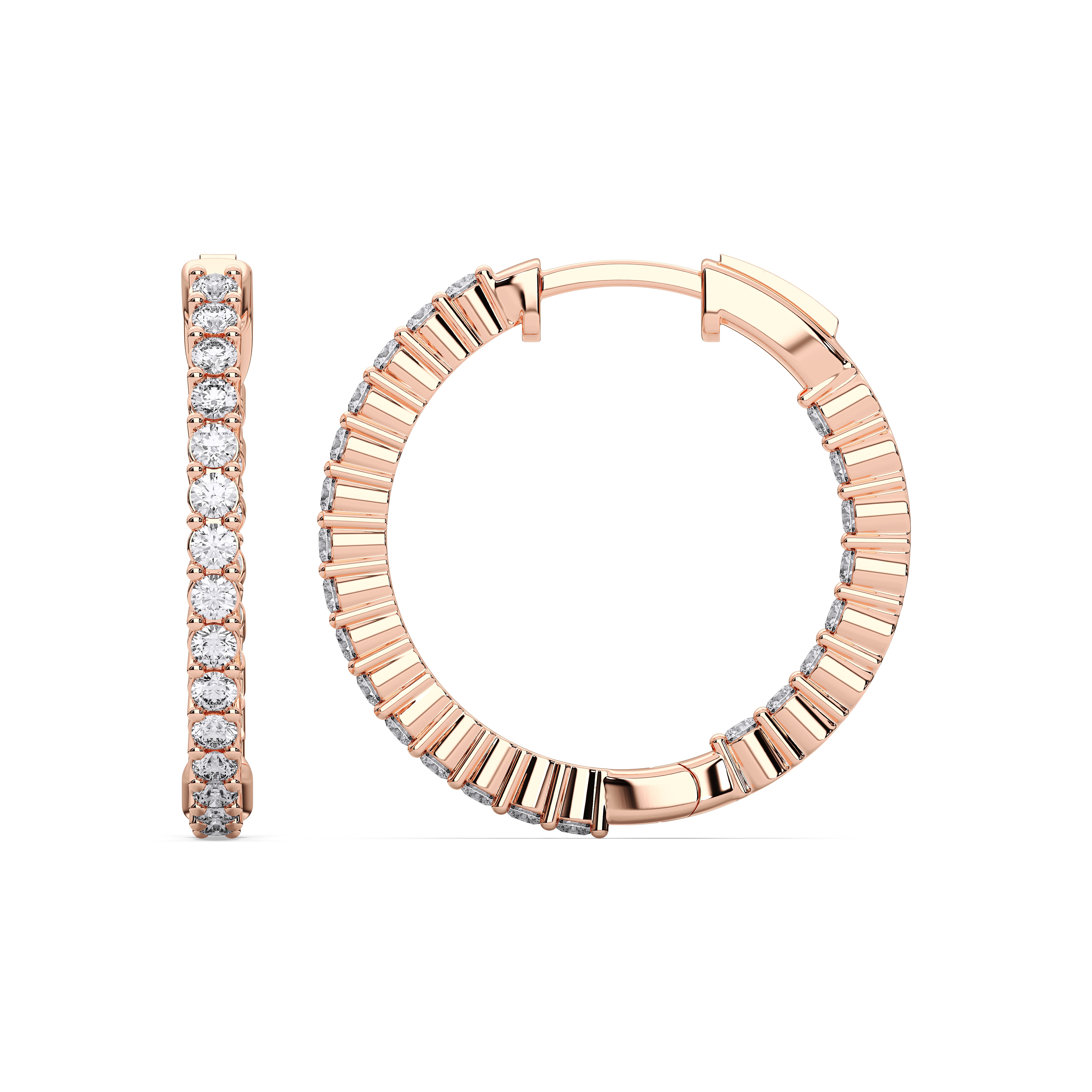 Lab Created 1.00 Ct Round Cut Diamond Hoop Earring in Solid Gold For Her