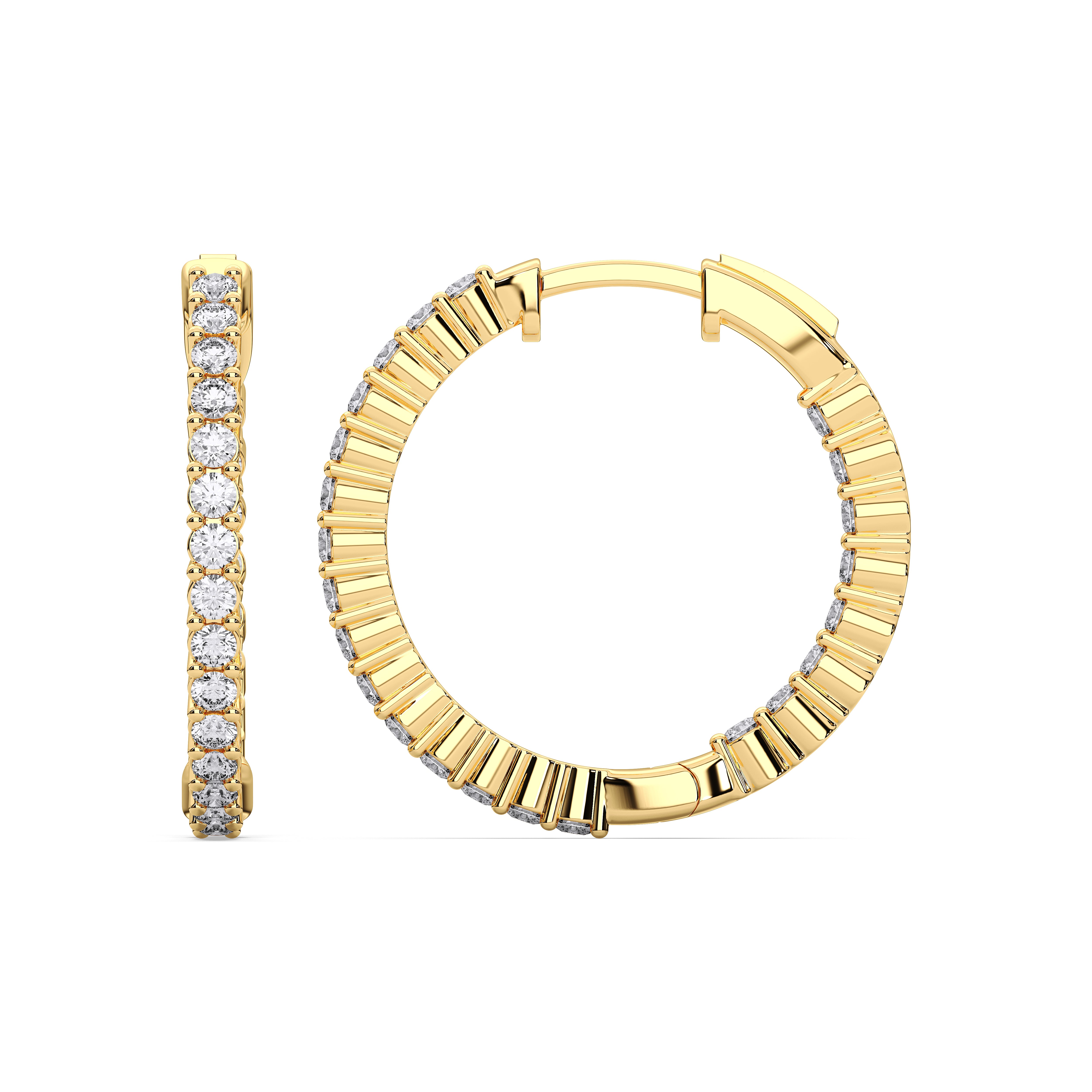 Lab Created 1.00 Ct Round Cut Diamond Hoop Earring in Solid Gold For Her