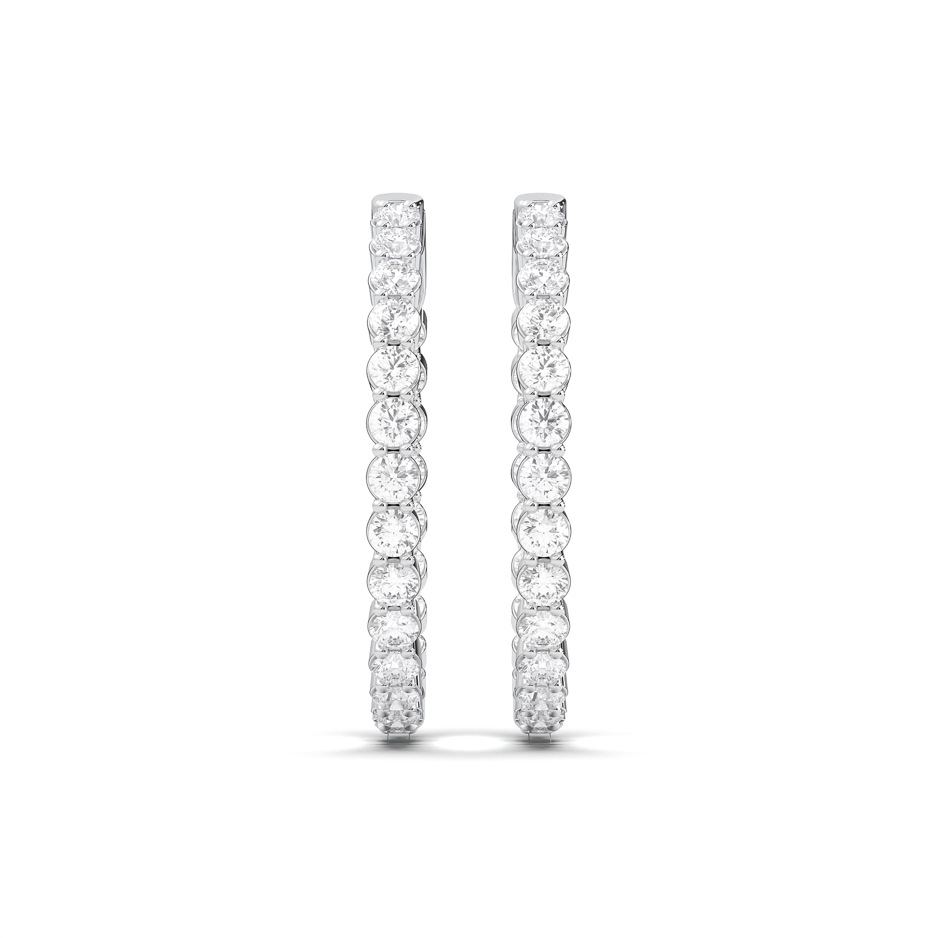 3.00 Lab Grown Round Diamond Hoop Earring For Women In Solid Gold