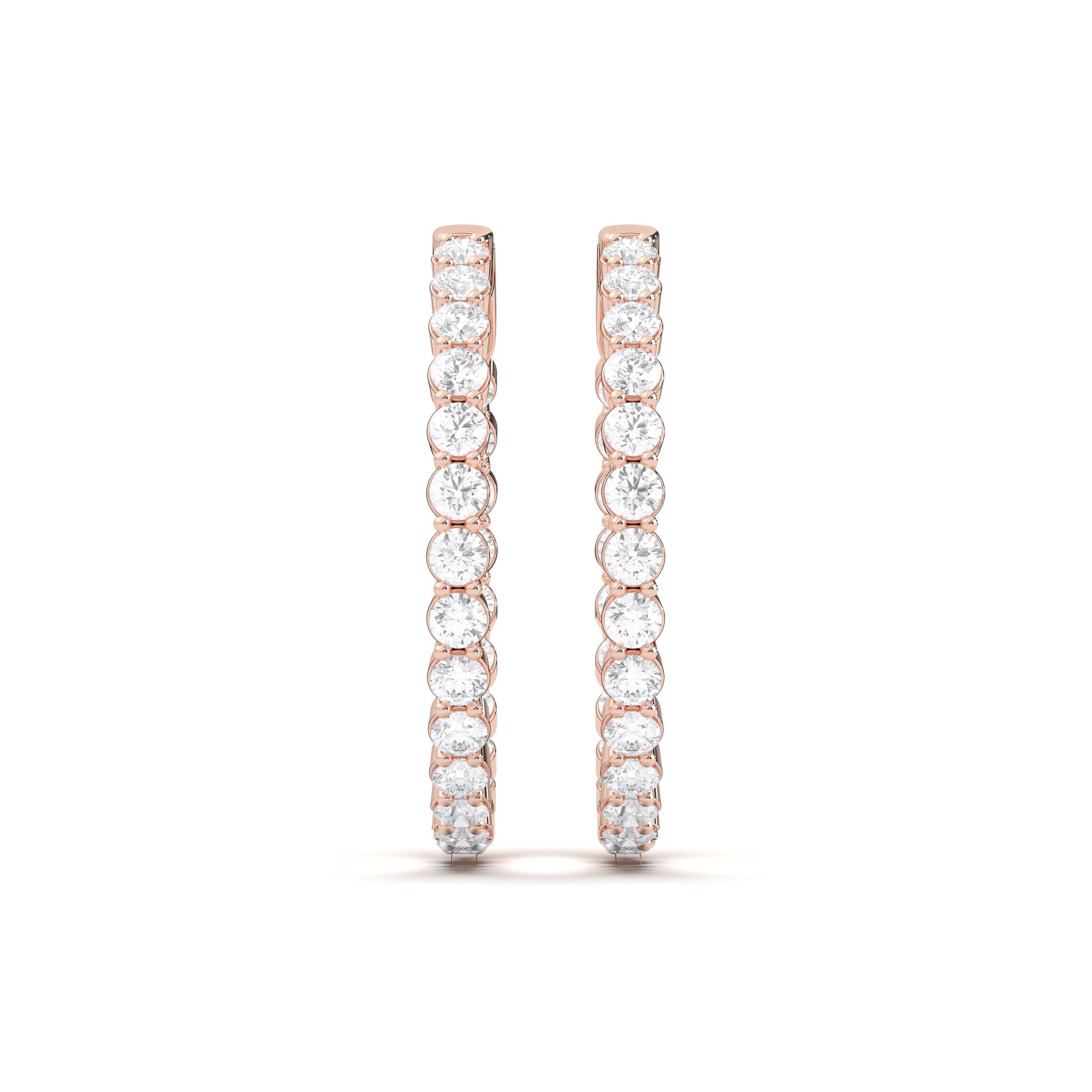 3.00 Lab Grown Round Diamond Hoop Earring For Women In Solid Gold