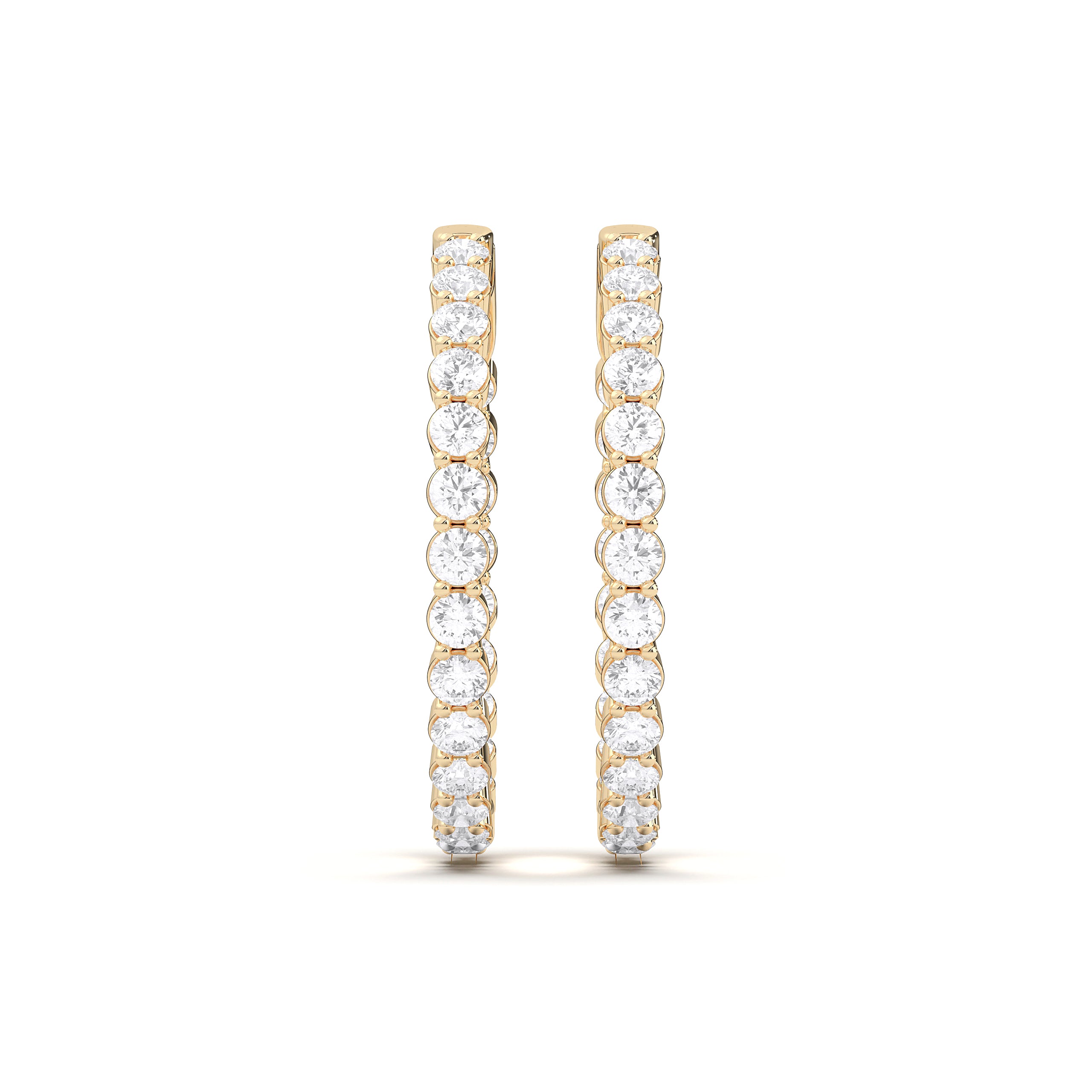 3.00 Lab Grown Round Diamond Hoop Earring For Women In Solid Gold