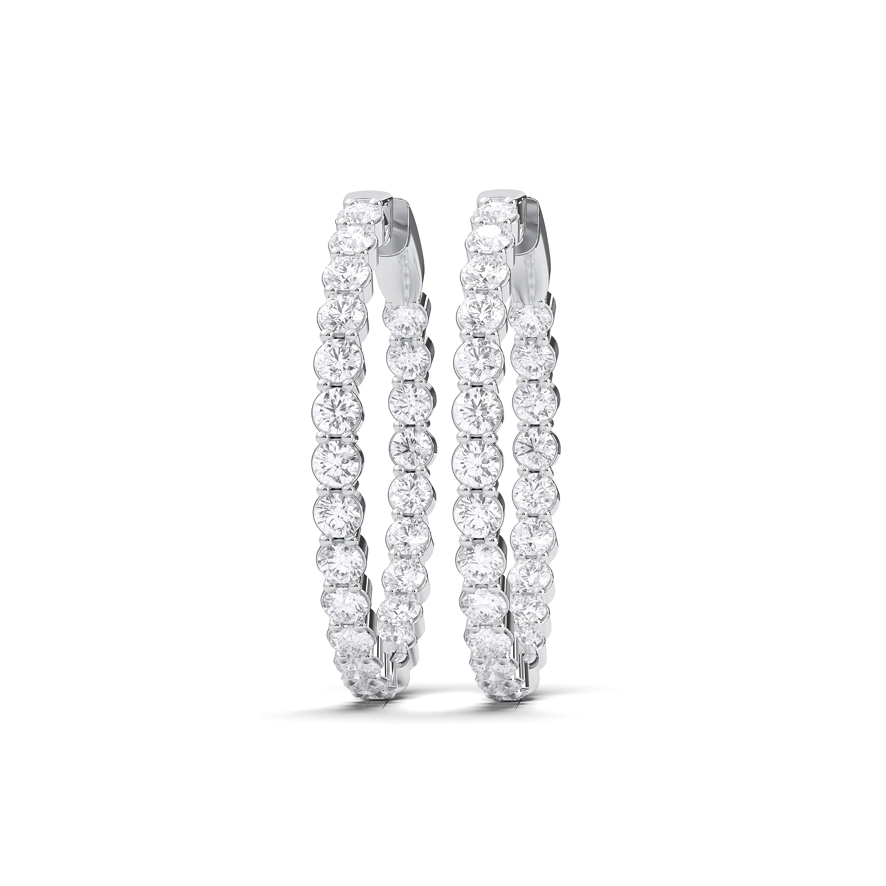 3.00 Lab Grown Round Diamond Hoop Earring For Women In Solid Gold