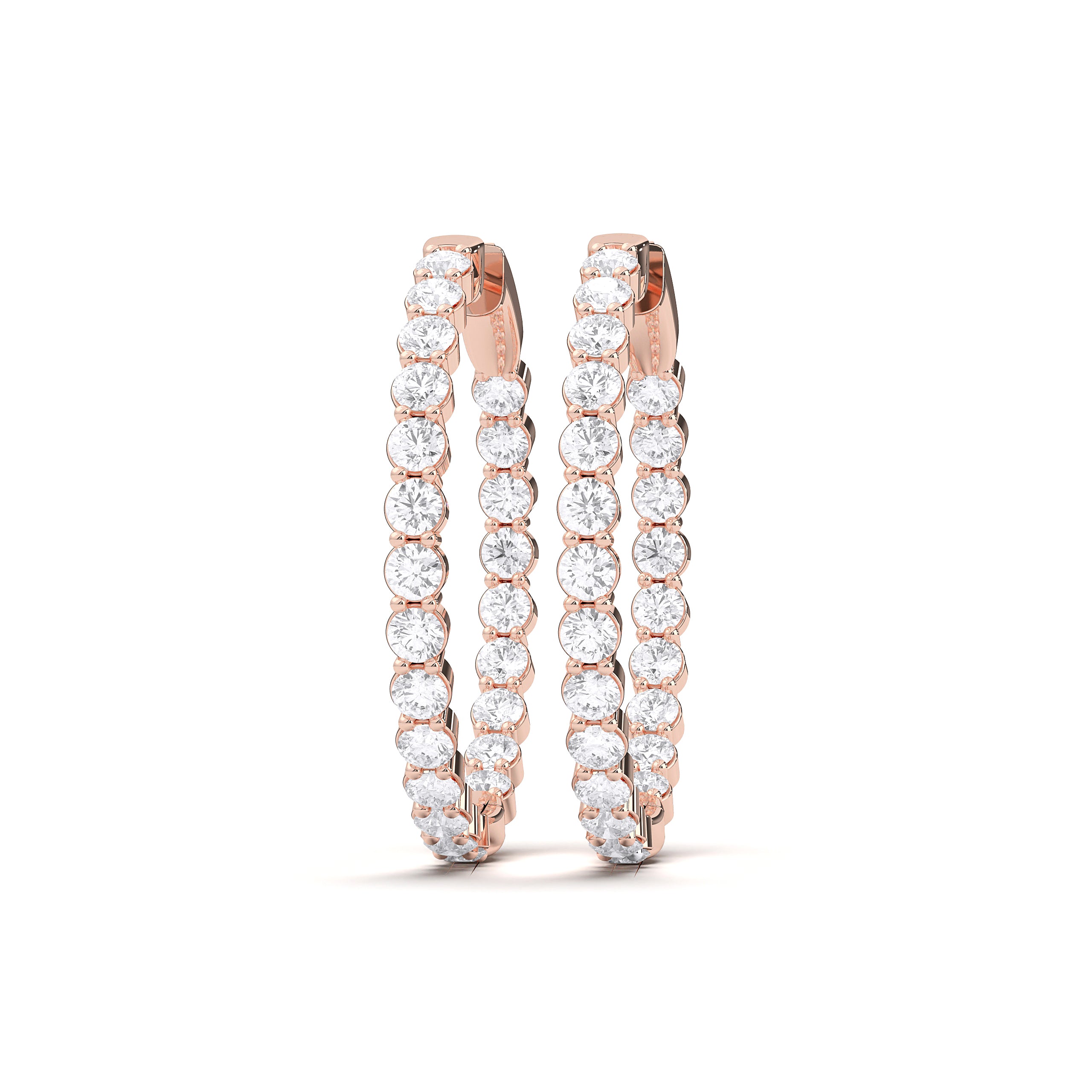 3.00 Lab Grown Round Diamond Hoop Earring For Women In Solid Gold