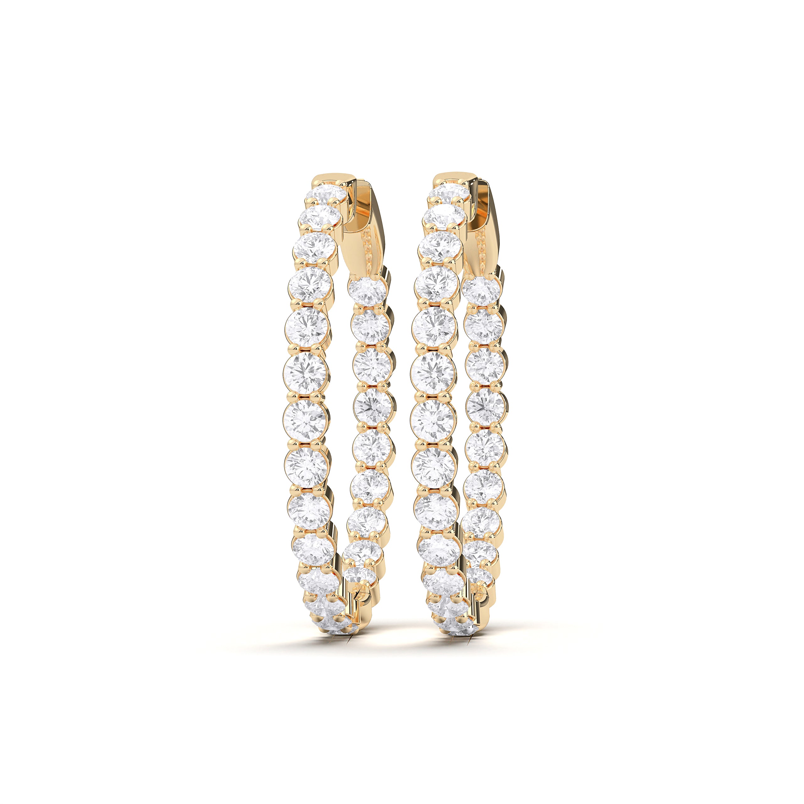 3.00 Lab Grown Round Diamond Hoop Earring For Women In Solid Gold
