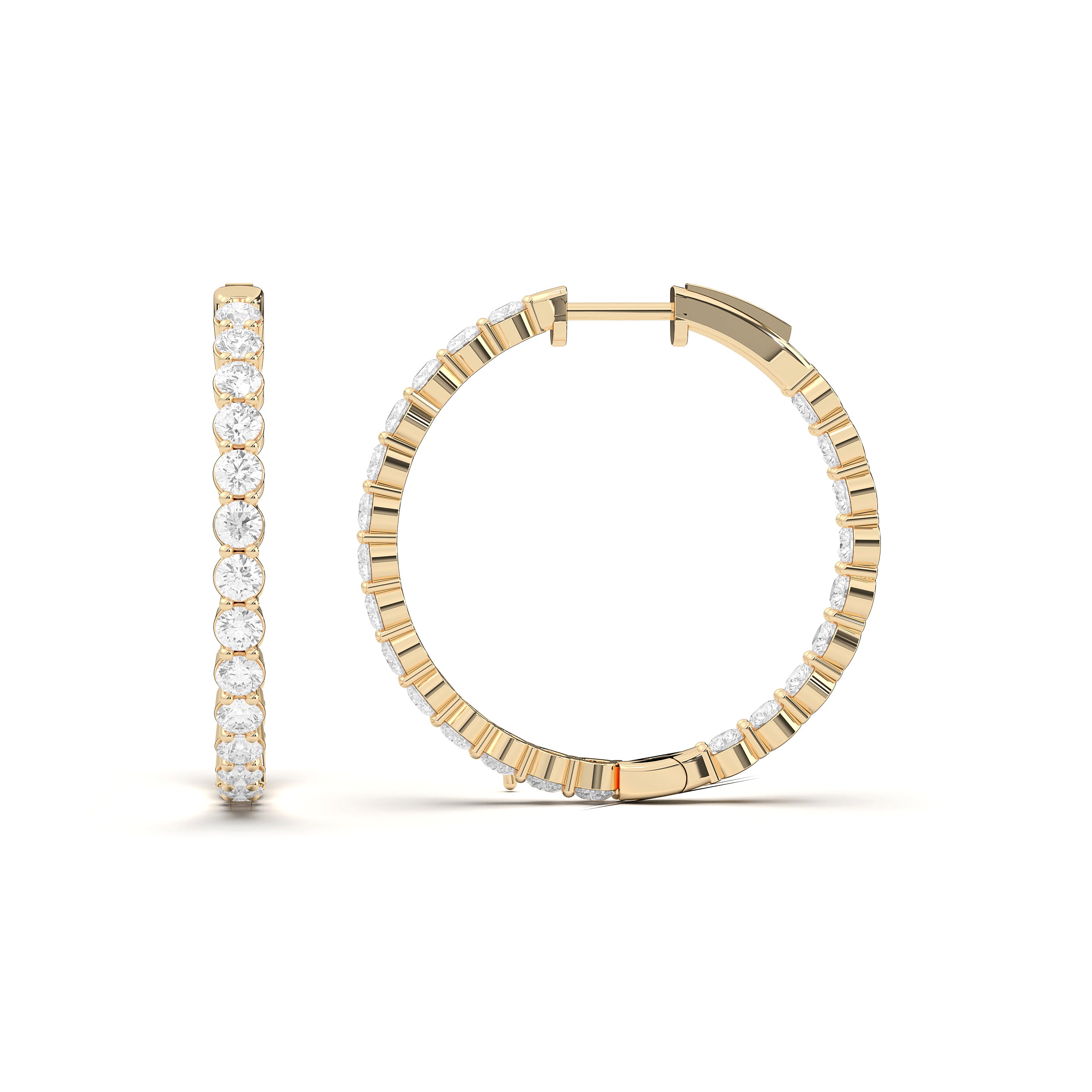 3.00 Lab Grown Round Diamond Hoop Earring For Women In Solid Gold