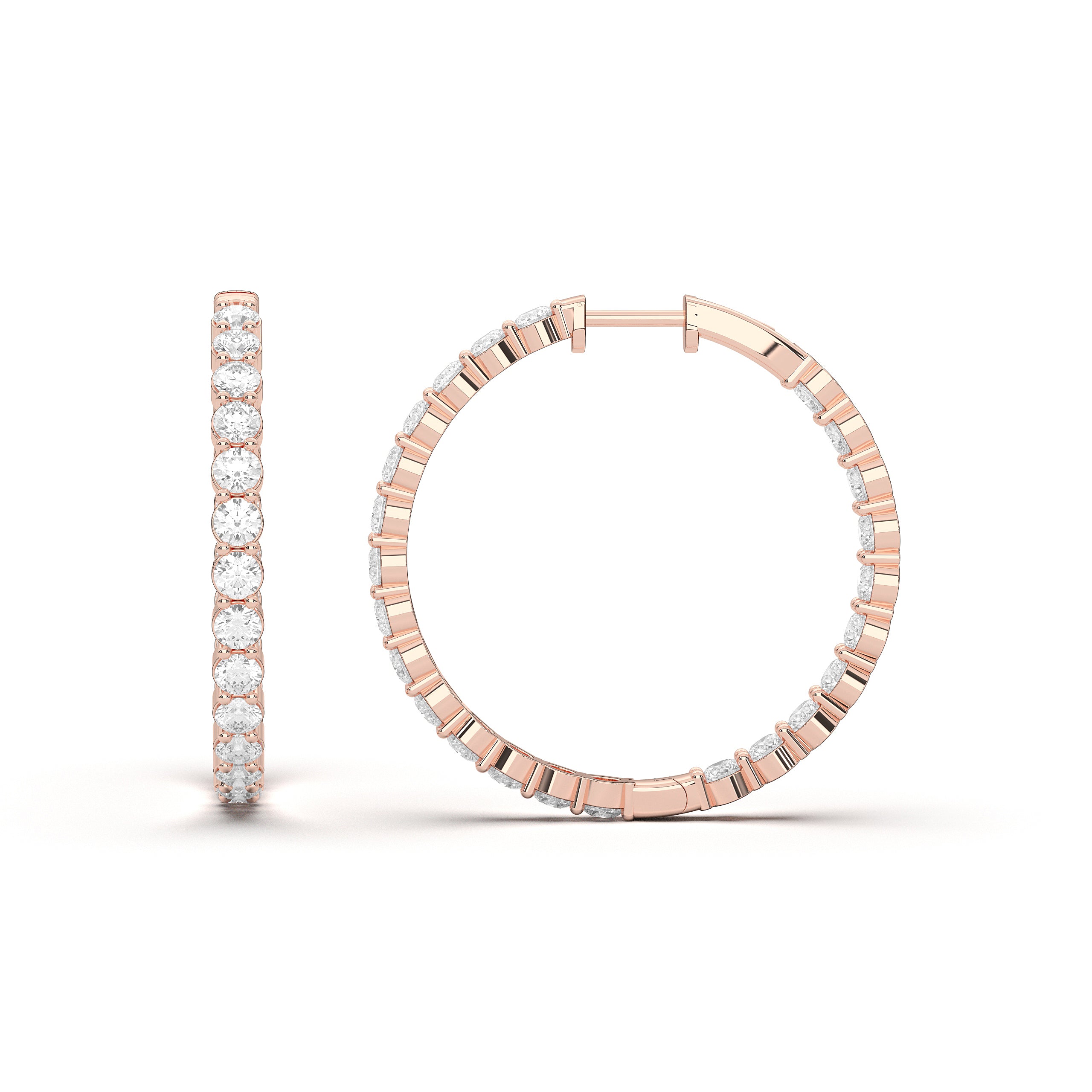 4.00 Ct Round Cut Lab Grown Diamond Hoop Earring Made in Solid Gold For Her