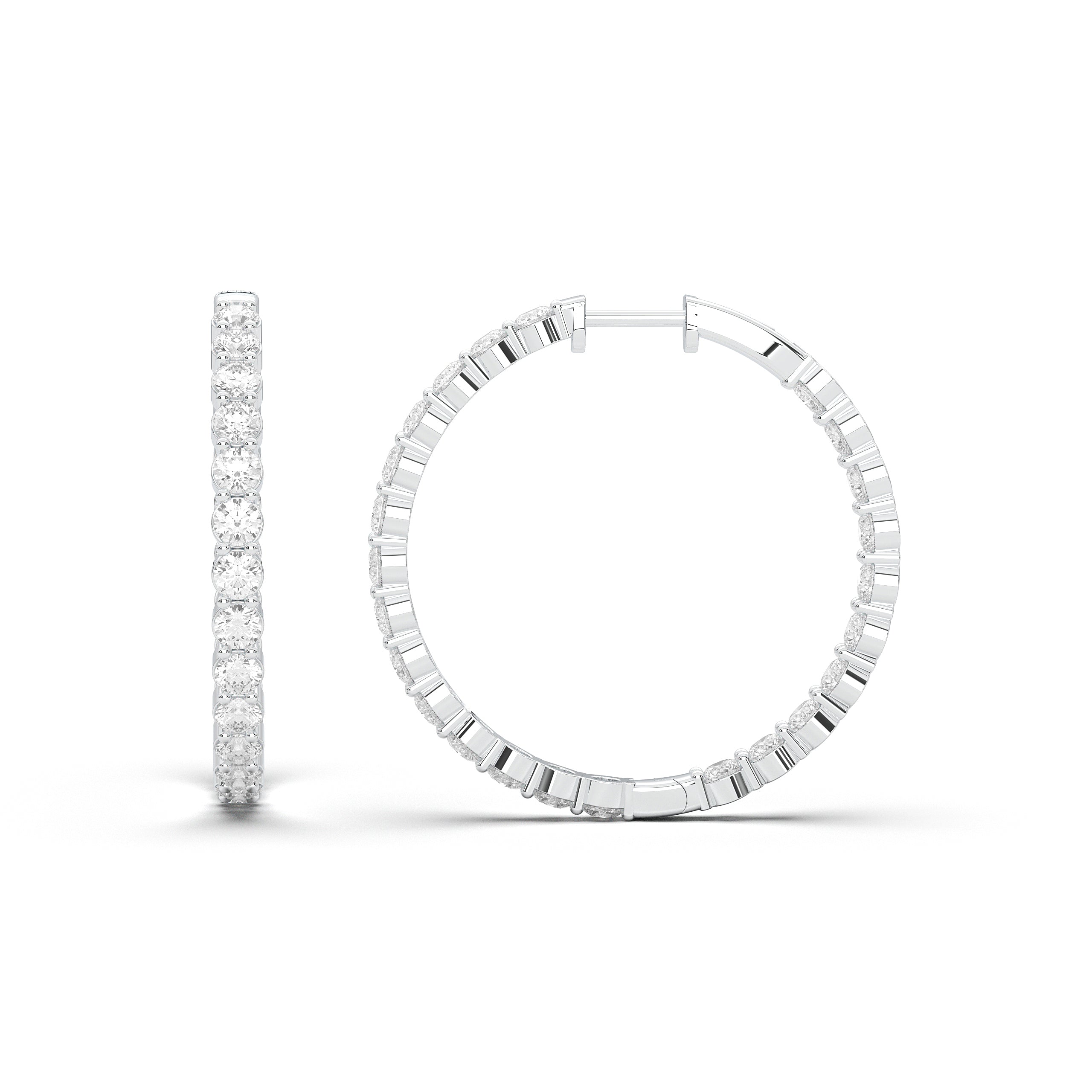 4.00 Ct Round Cut Lab Grown Diamond Hoop Earring Made in Solid Gold For Her