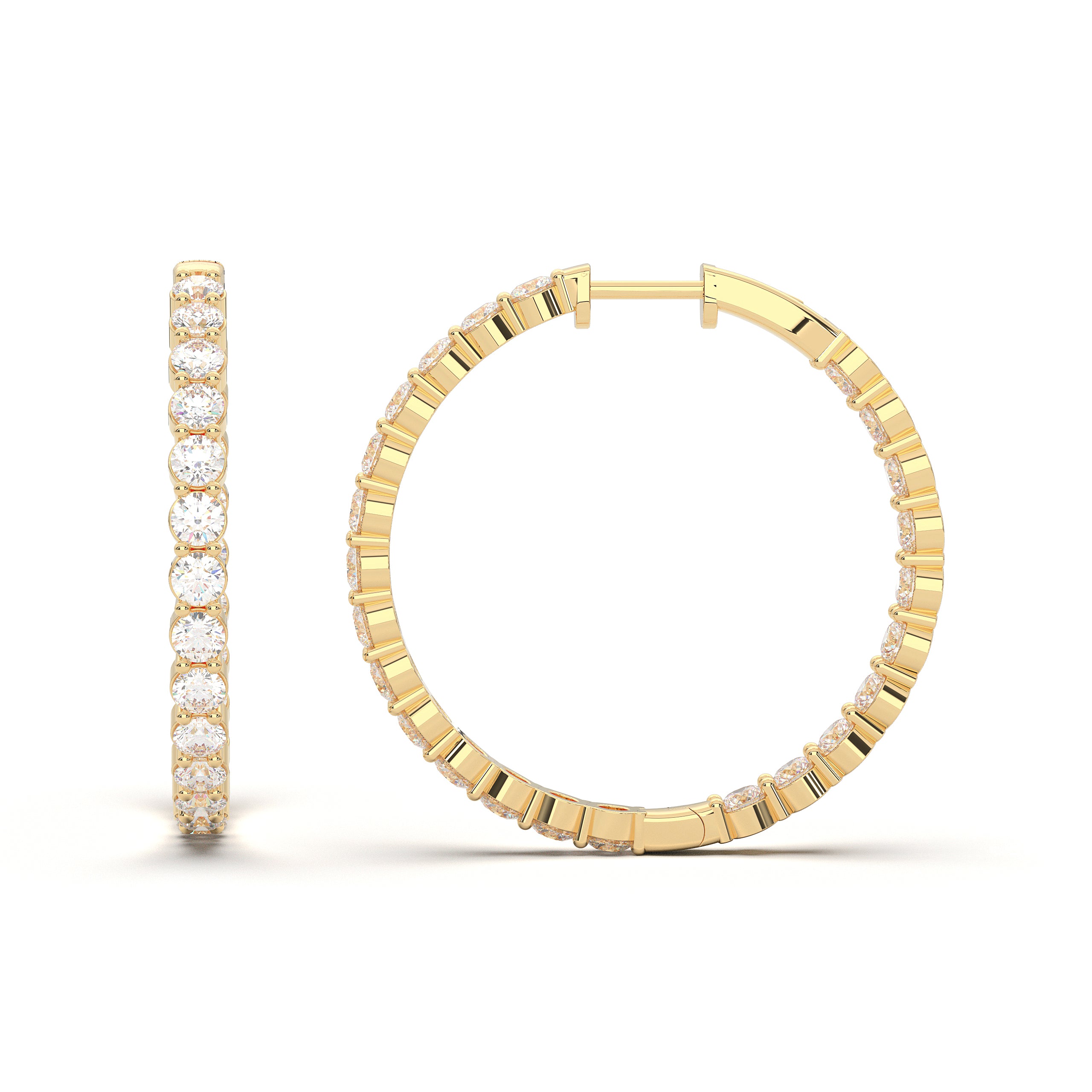 4.00 Ct Round Cut Lab Grown Diamond Hoop Earring Made in Solid Gold For Her