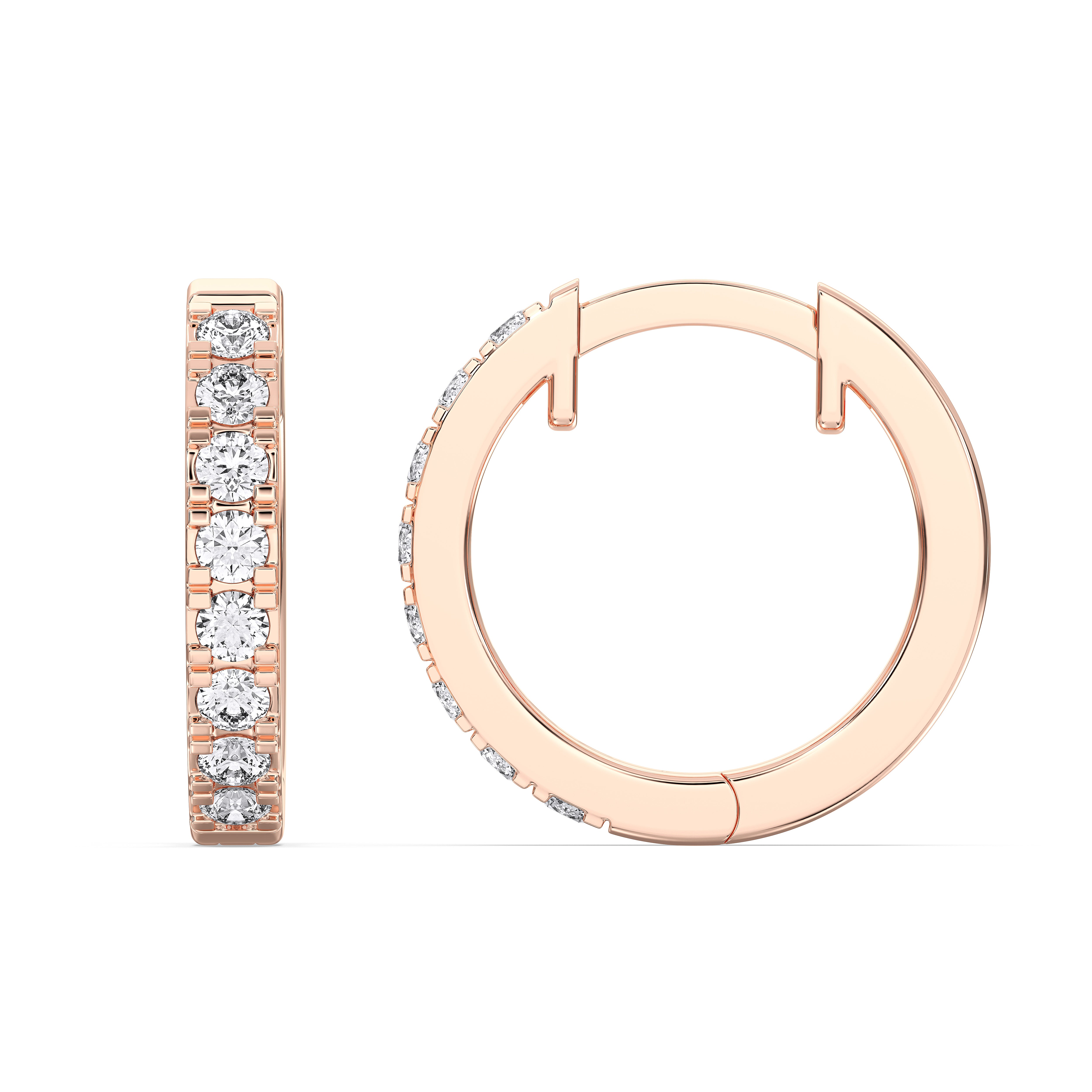 Lab Created Round Diamond 0.35 Ct Hoop Earring For Her in Solid Gold