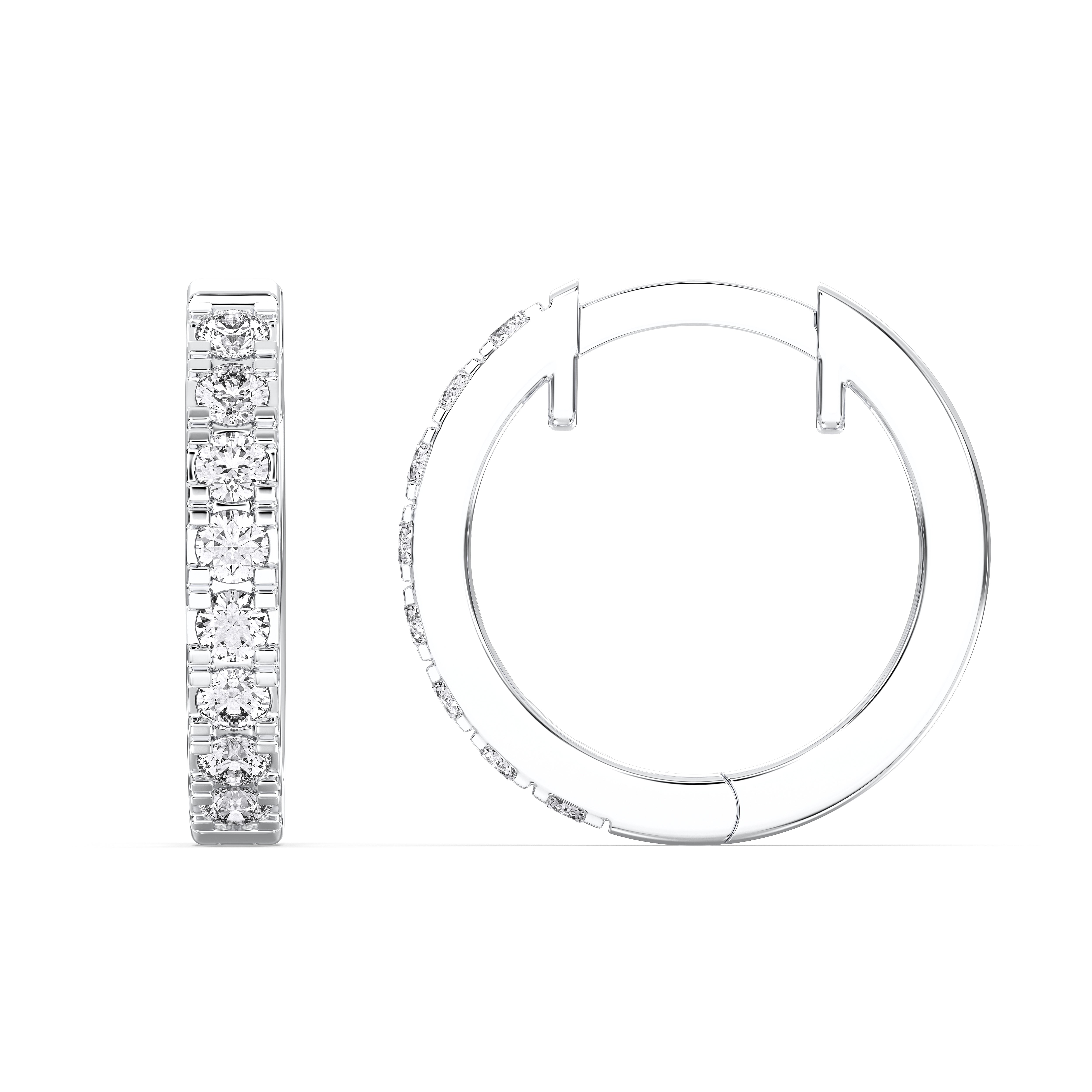 Lab Created Round Diamond 0.35 Ct Hoop Earring For Her in Solid Gold