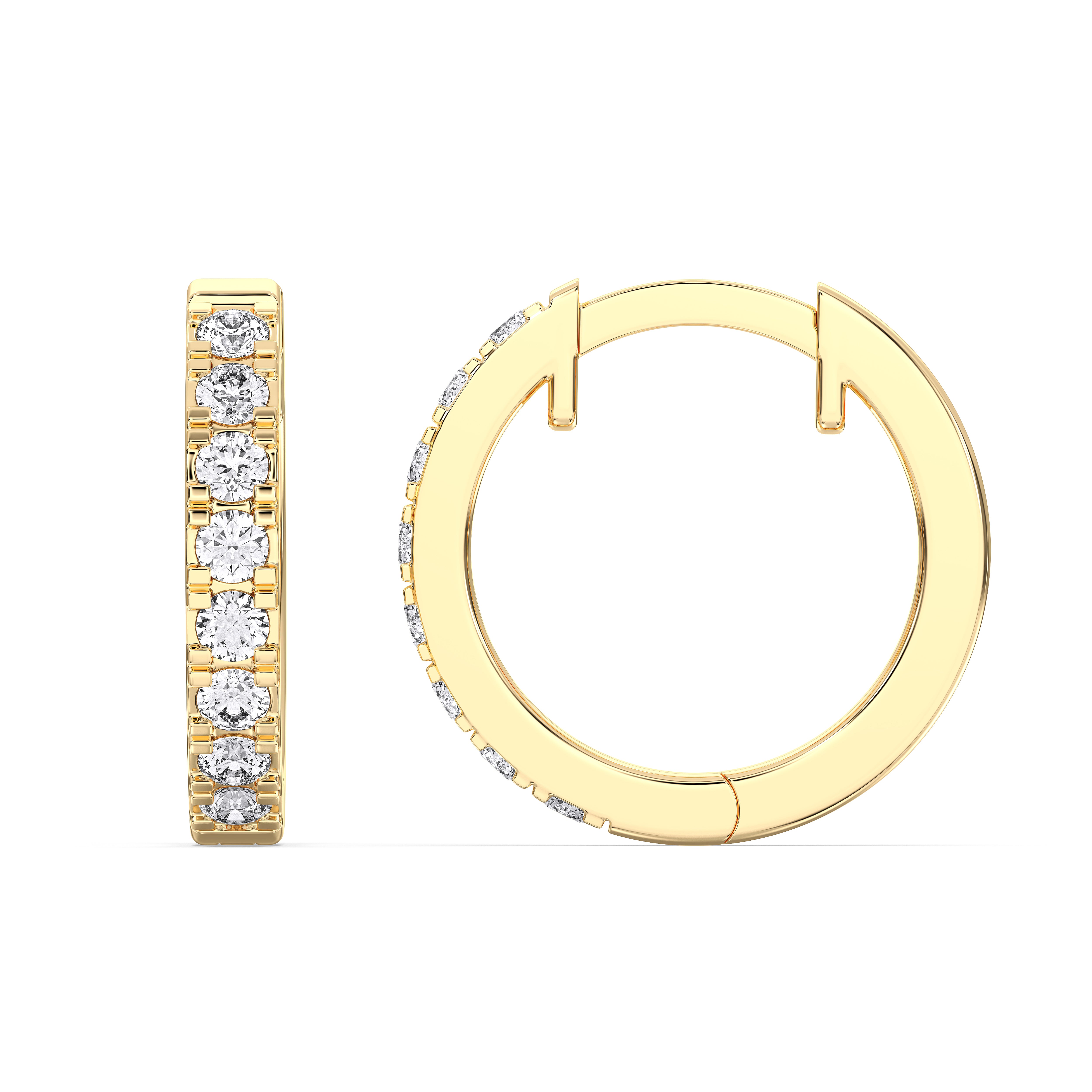 Lab Created Round Diamond 0.35 Ct Hoop Earring For Her in Solid Gold