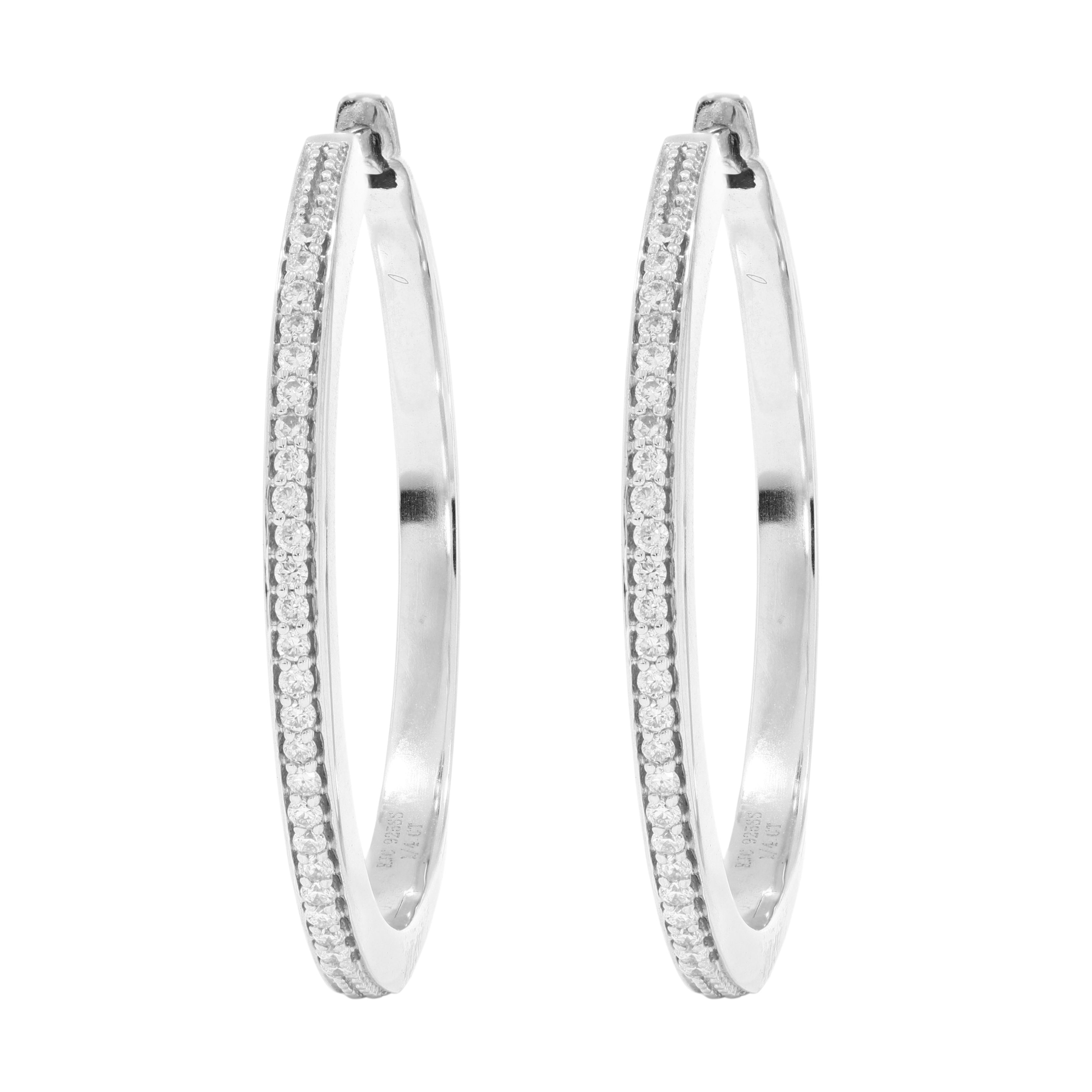 Keeva Jewels Round Diamond Large Hinged Huggie Hoop Earring- KJE952