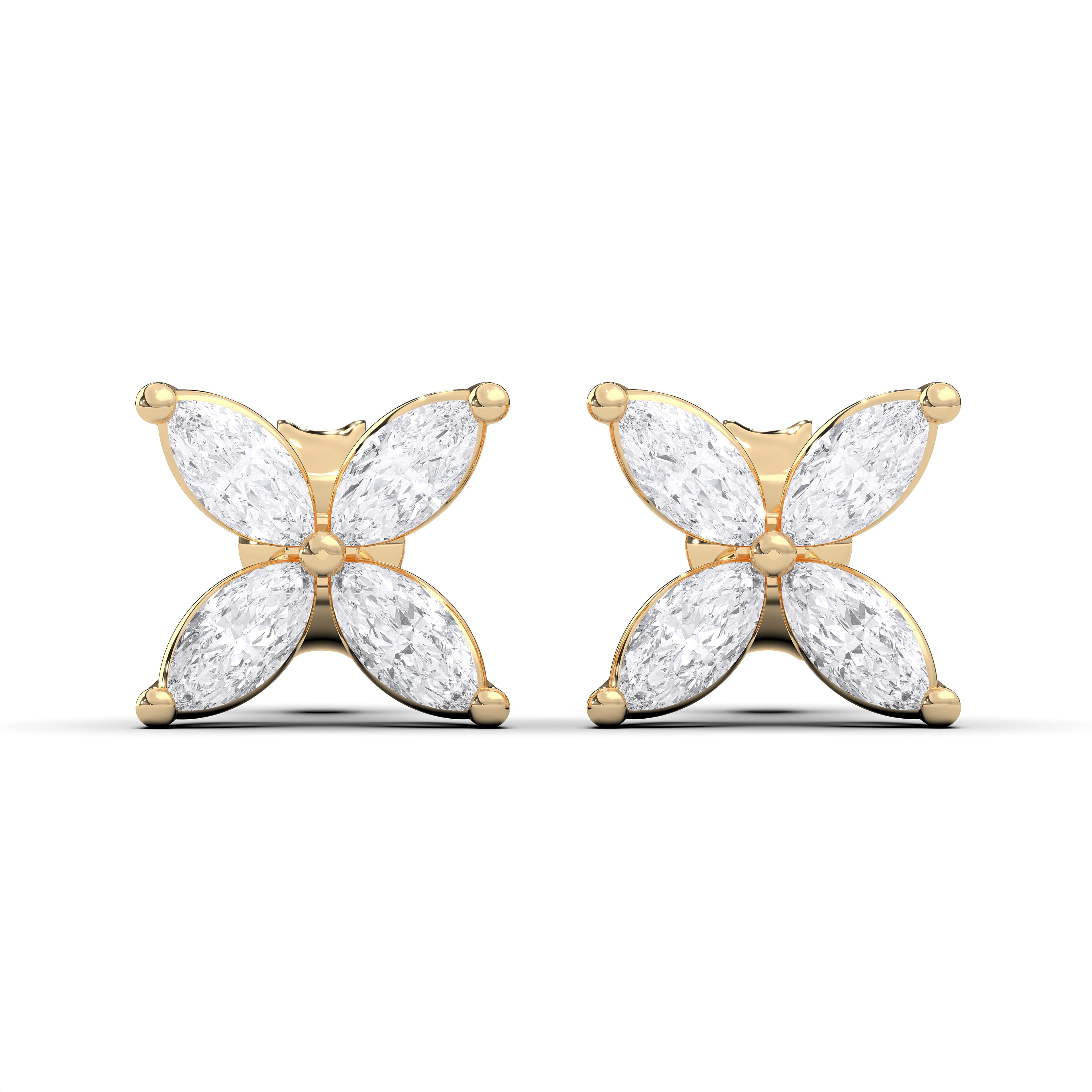 1.00 Pear Cut Lab Grown Diamond Push Back Stud Eaaring in Solid Gold