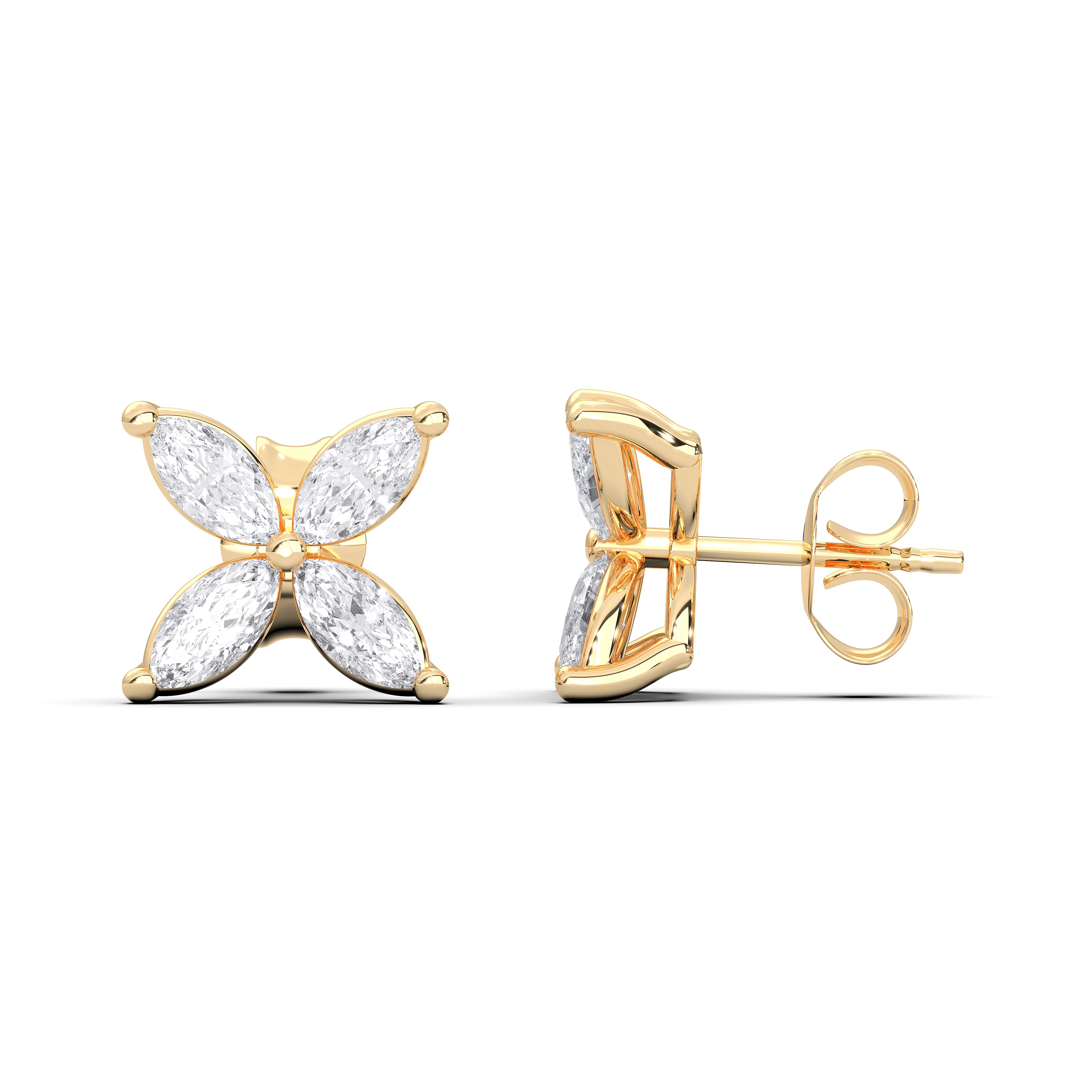 1.00 Pear Cut Lab Grown Diamond Push Back Stud Eaaring in Solid Gold